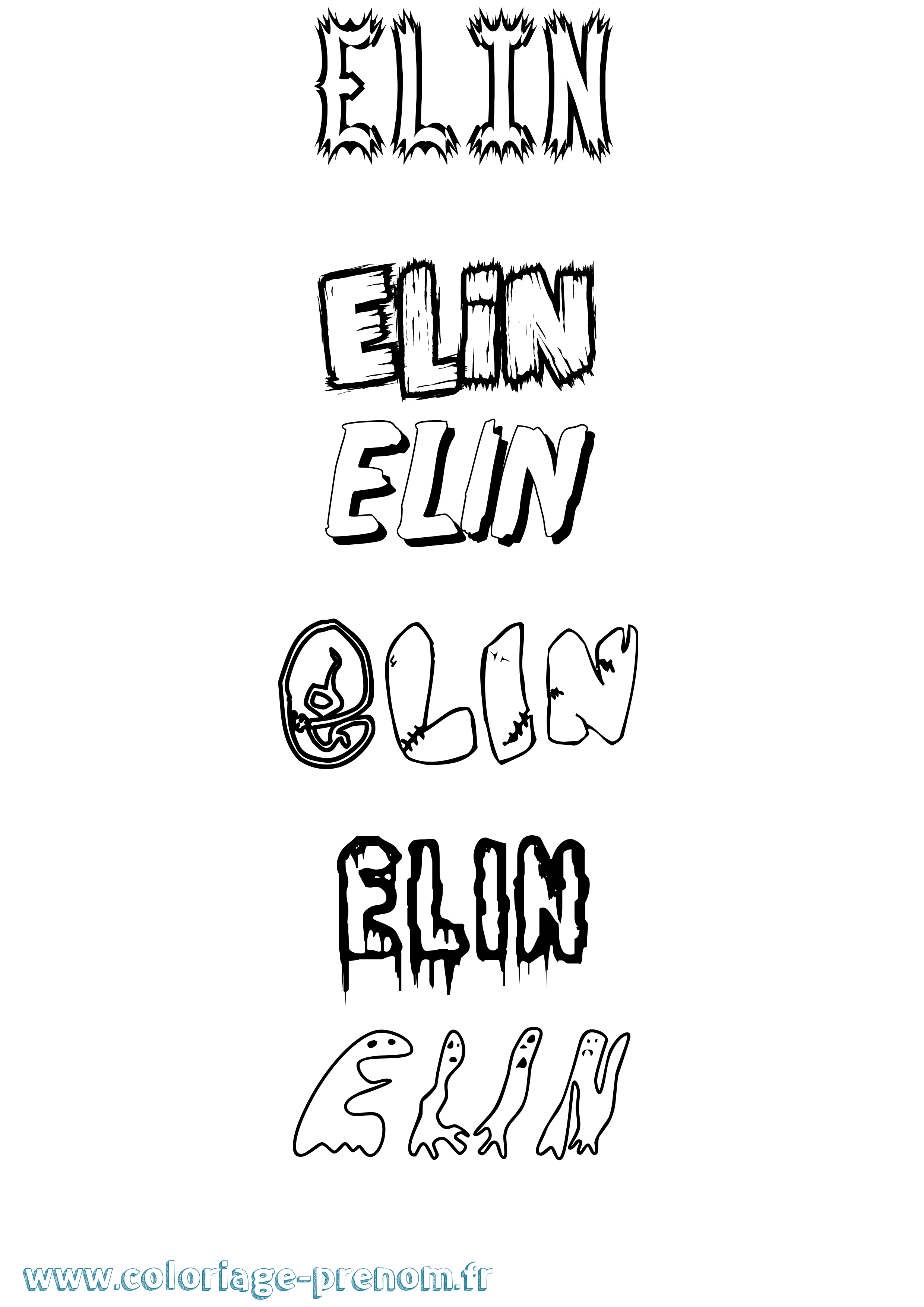 Coloriage Elin Frisson Coloriage prénom Elin Frisson