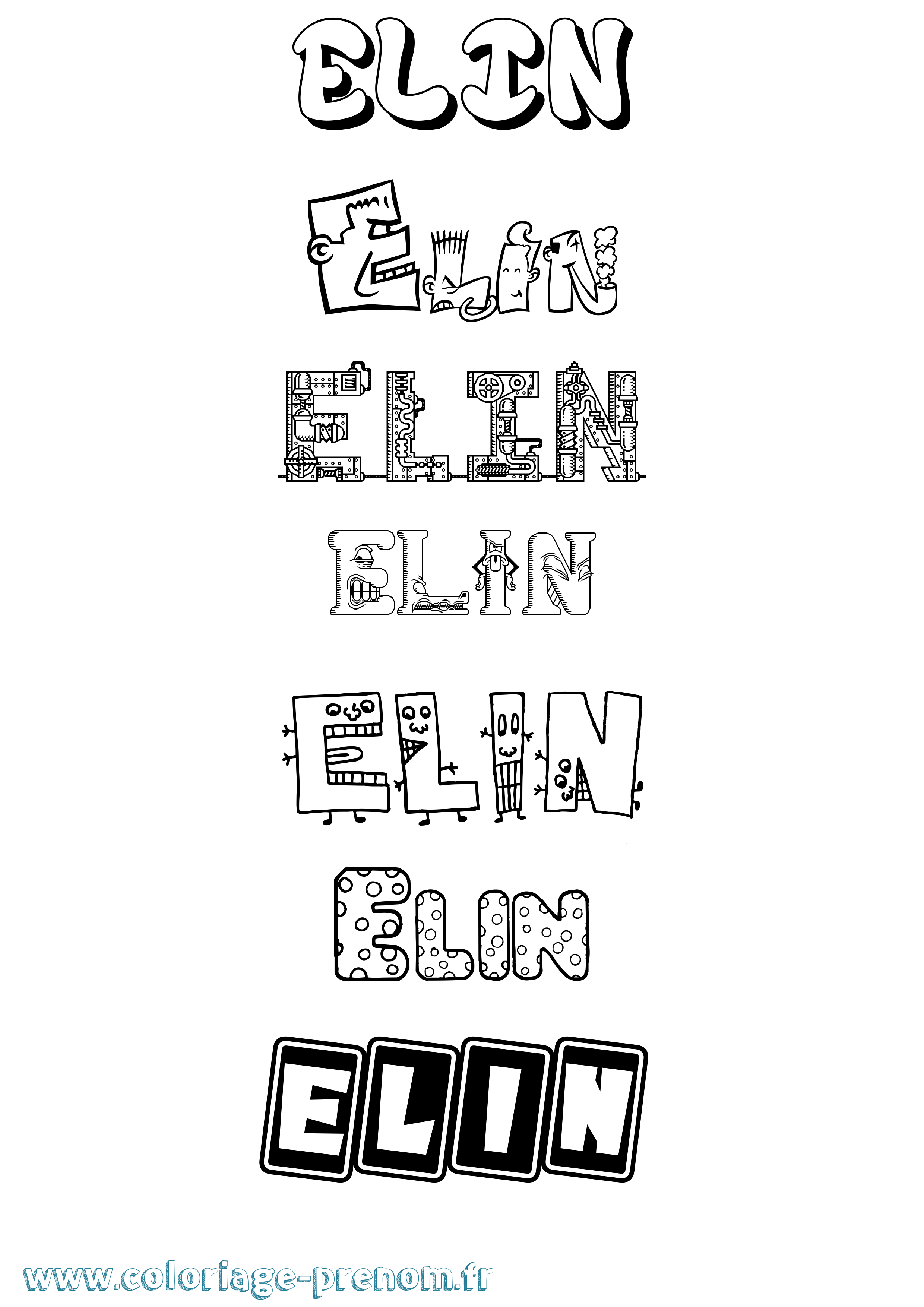 Coloriage Elin Fun Coloriage prénom Elin Fun