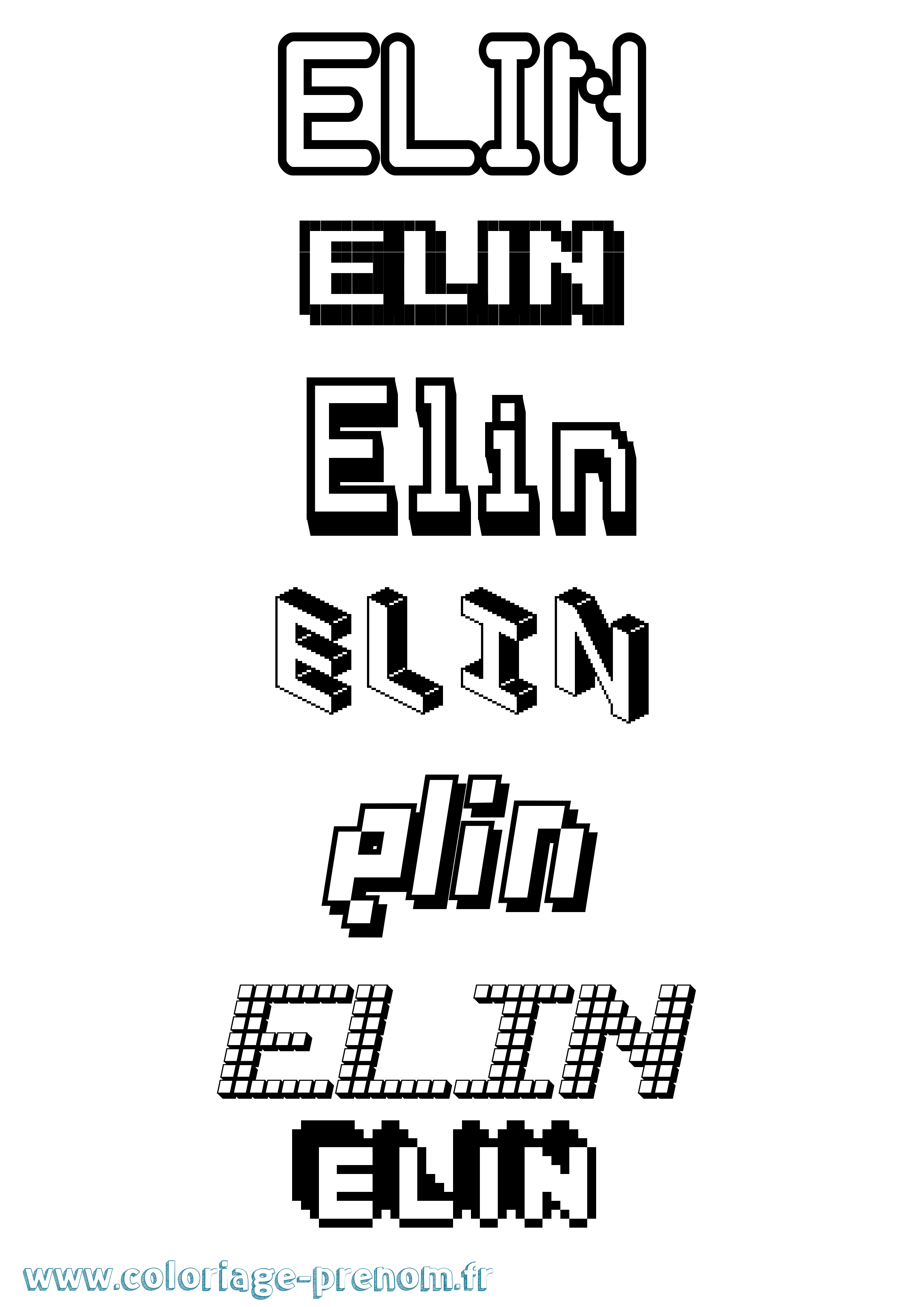 Coloriage Elin Pixel Coloriage prénom Elin Pixel