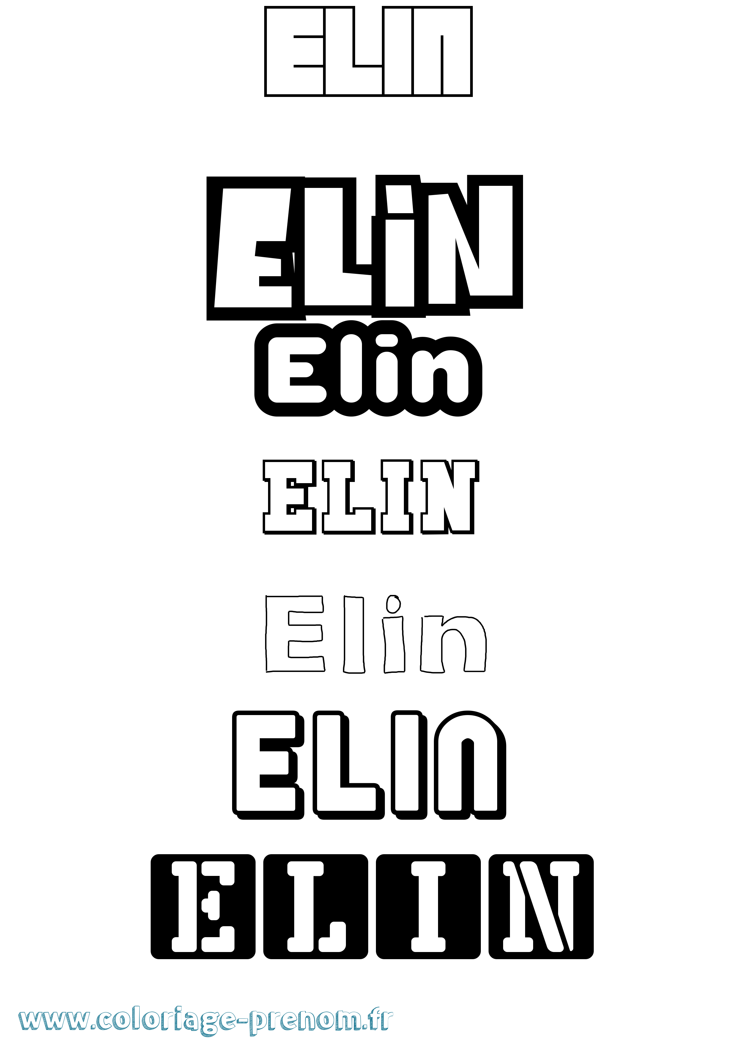 Coloriage Elin Simple Coloriage prénom Elin Simple
