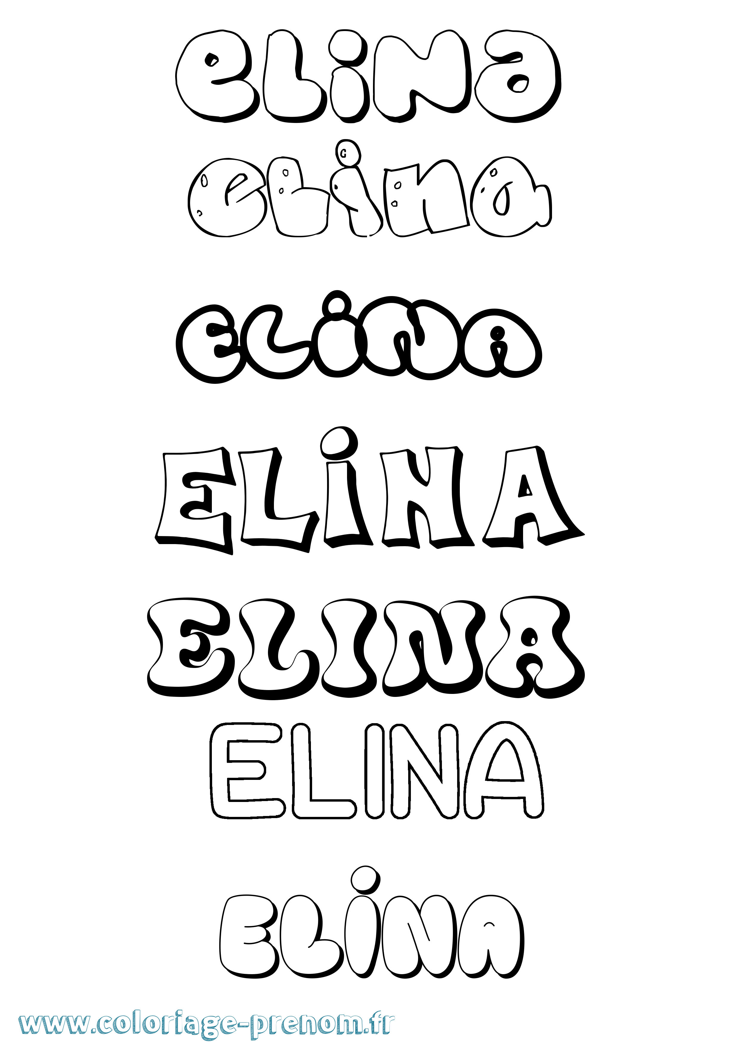 Coloriage Elina Bubble Coloriage prénom Elina Bubble