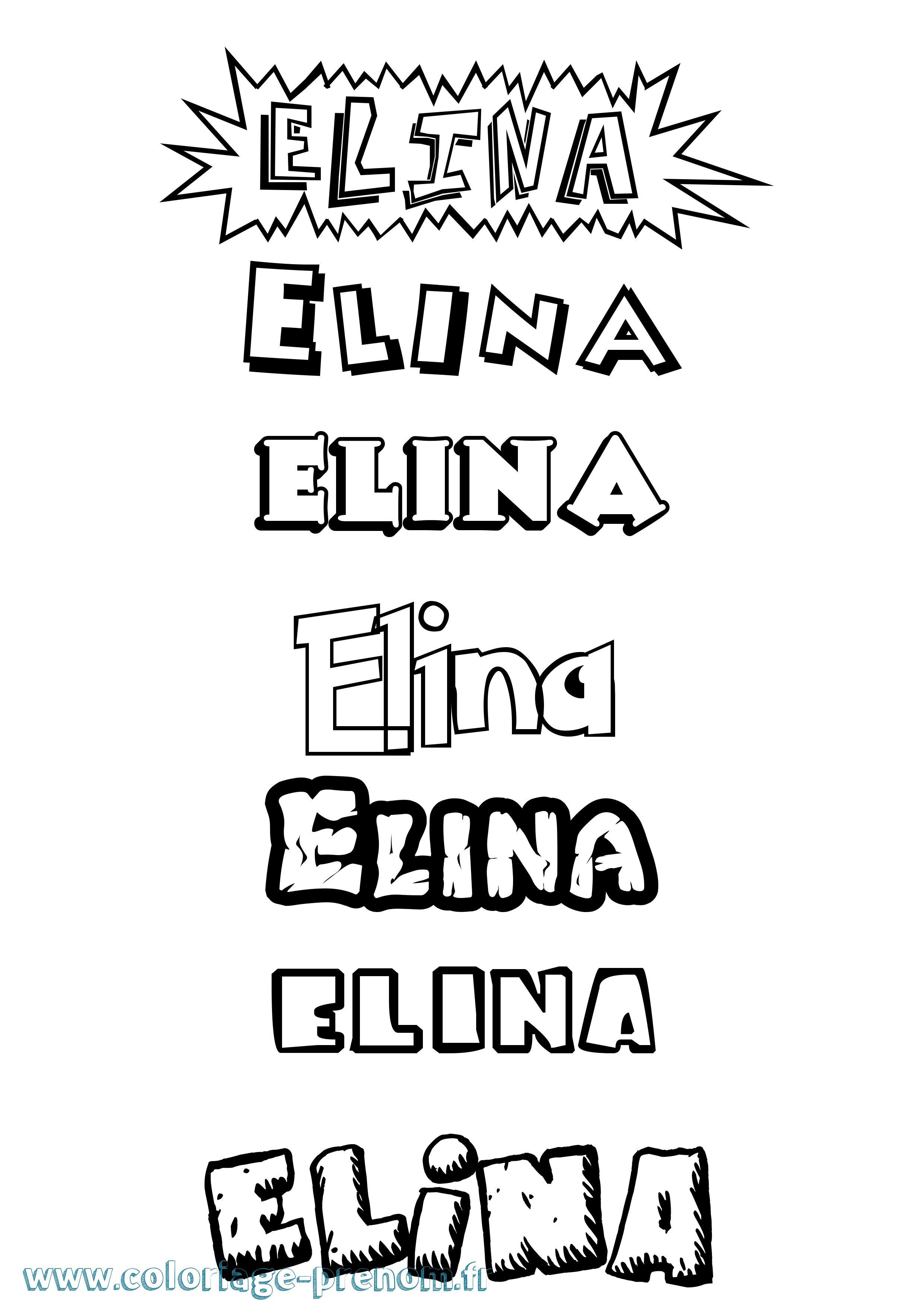 Coloriage Elina Dessin Animé Coloriage prénom Elina Dessin Animé