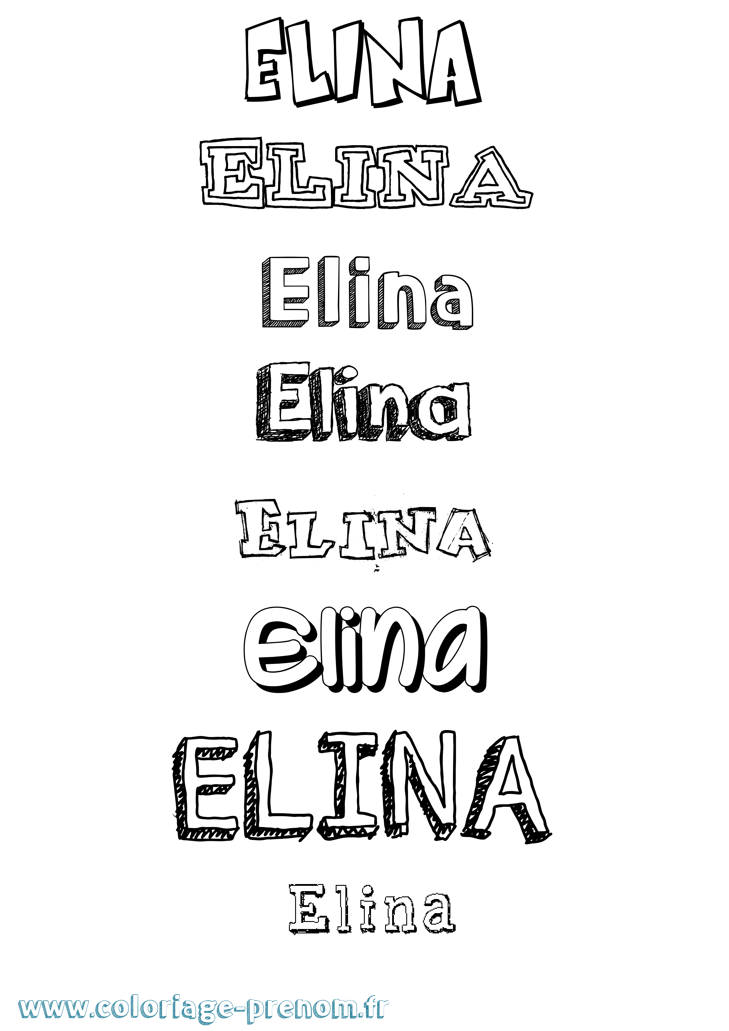 Coloriage Elina Dessiné Coloriage prénom Elina Dessiné