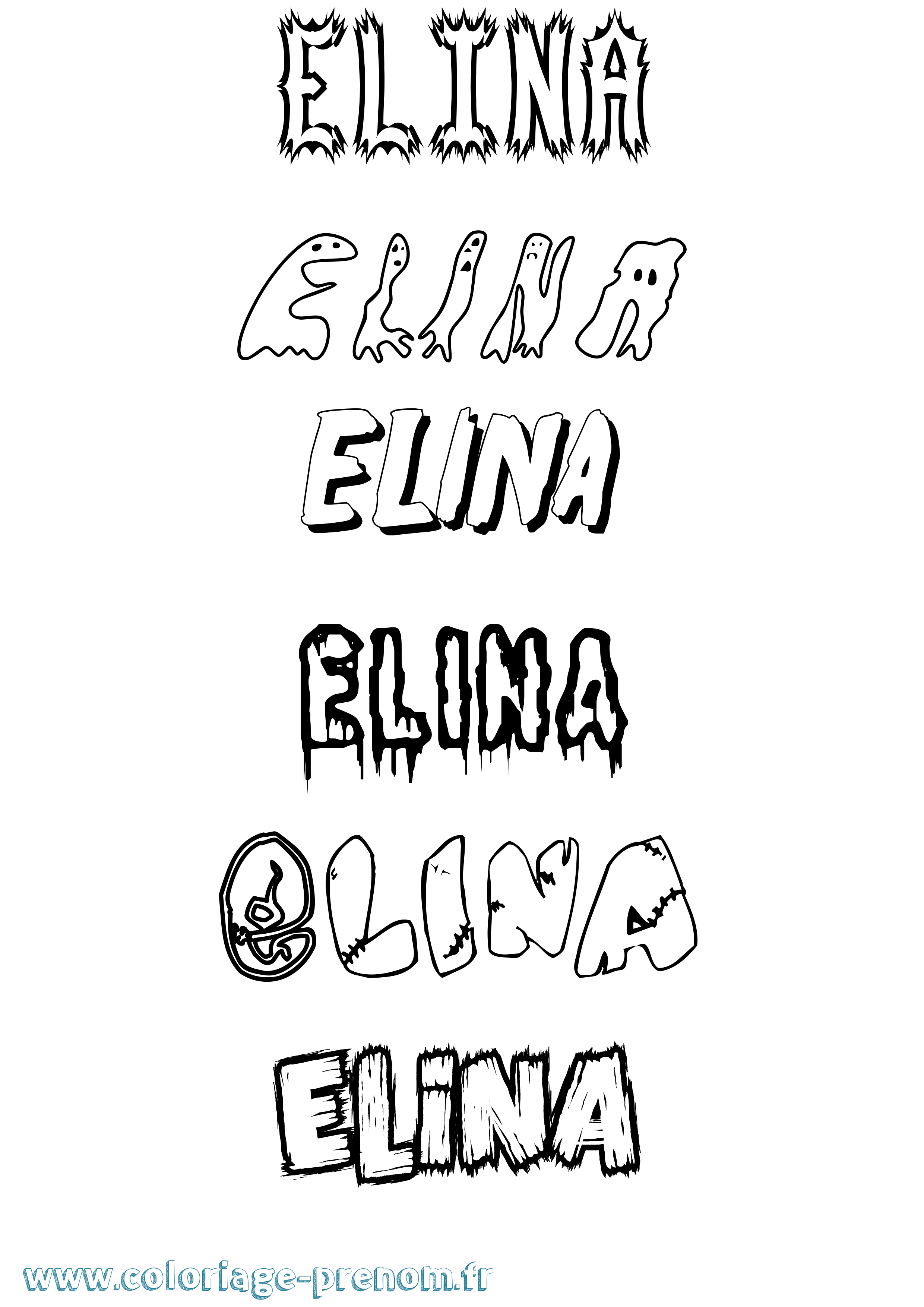 Coloriage Elina Frisson Coloriage prénom Elina Frisson