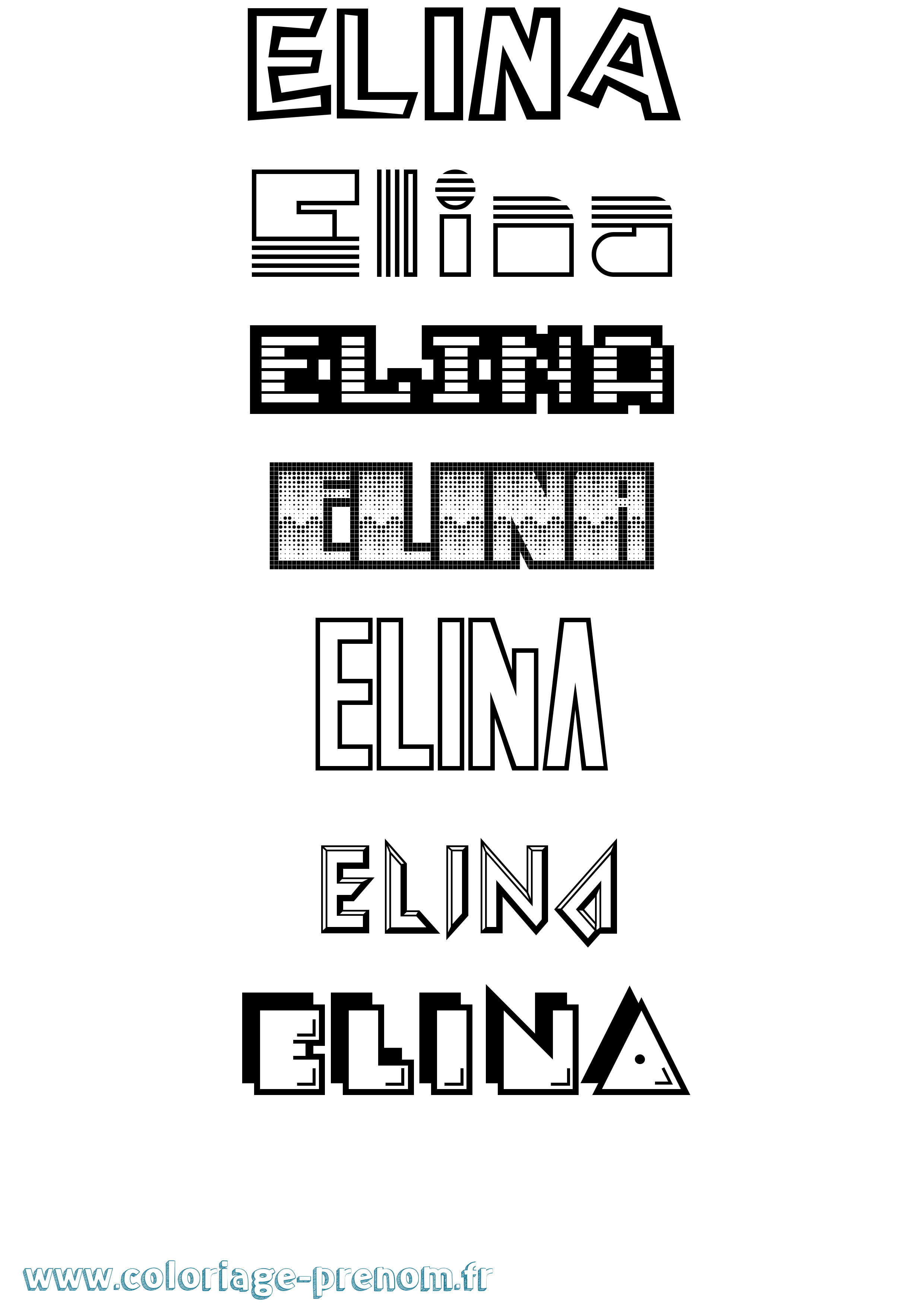 Coloriage Elina Jeux Vidéos Coloriage prénom Elina Jeux Vidéos
