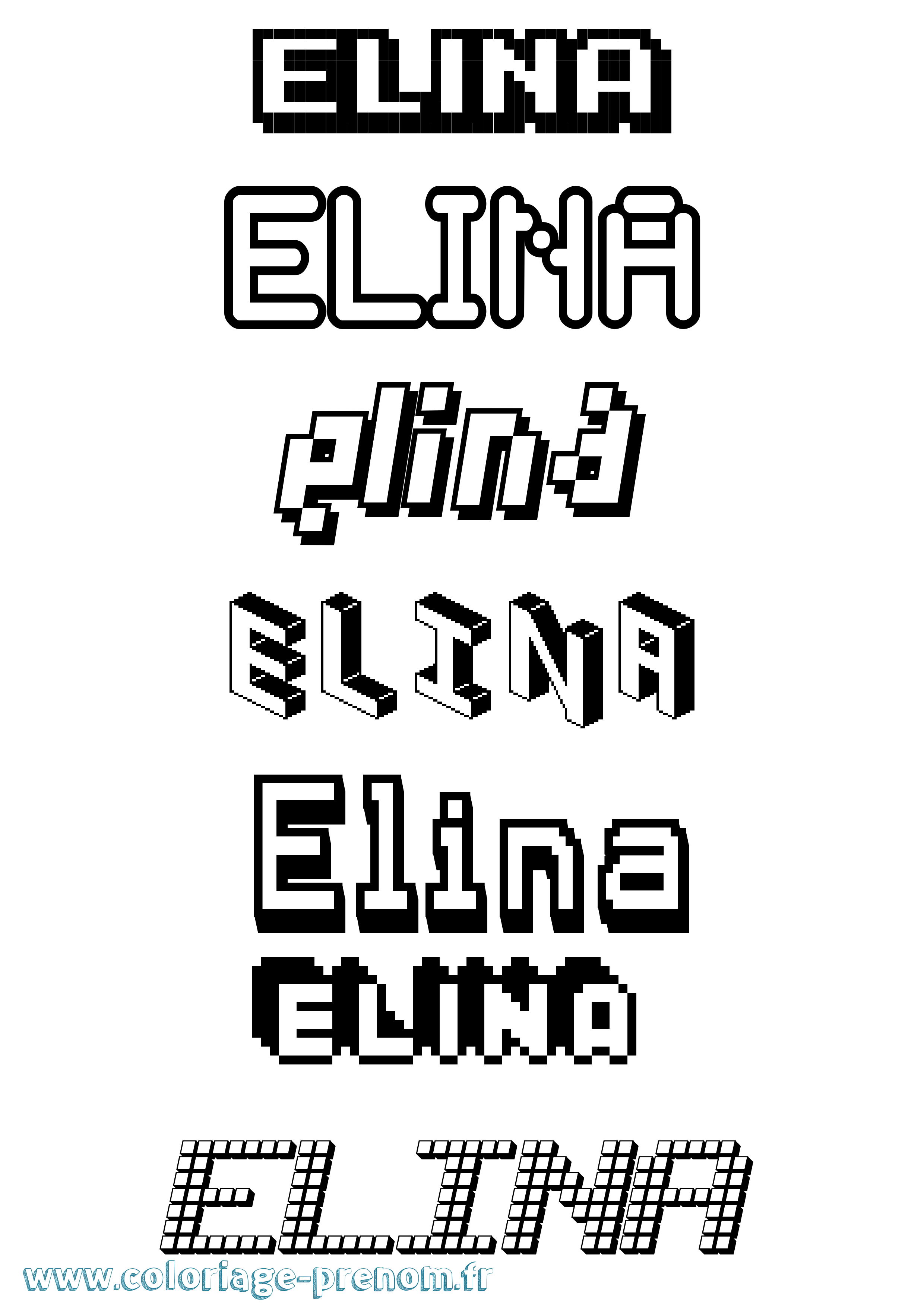 Coloriage Elina Pixel Coloriage prénom Elina Pixel