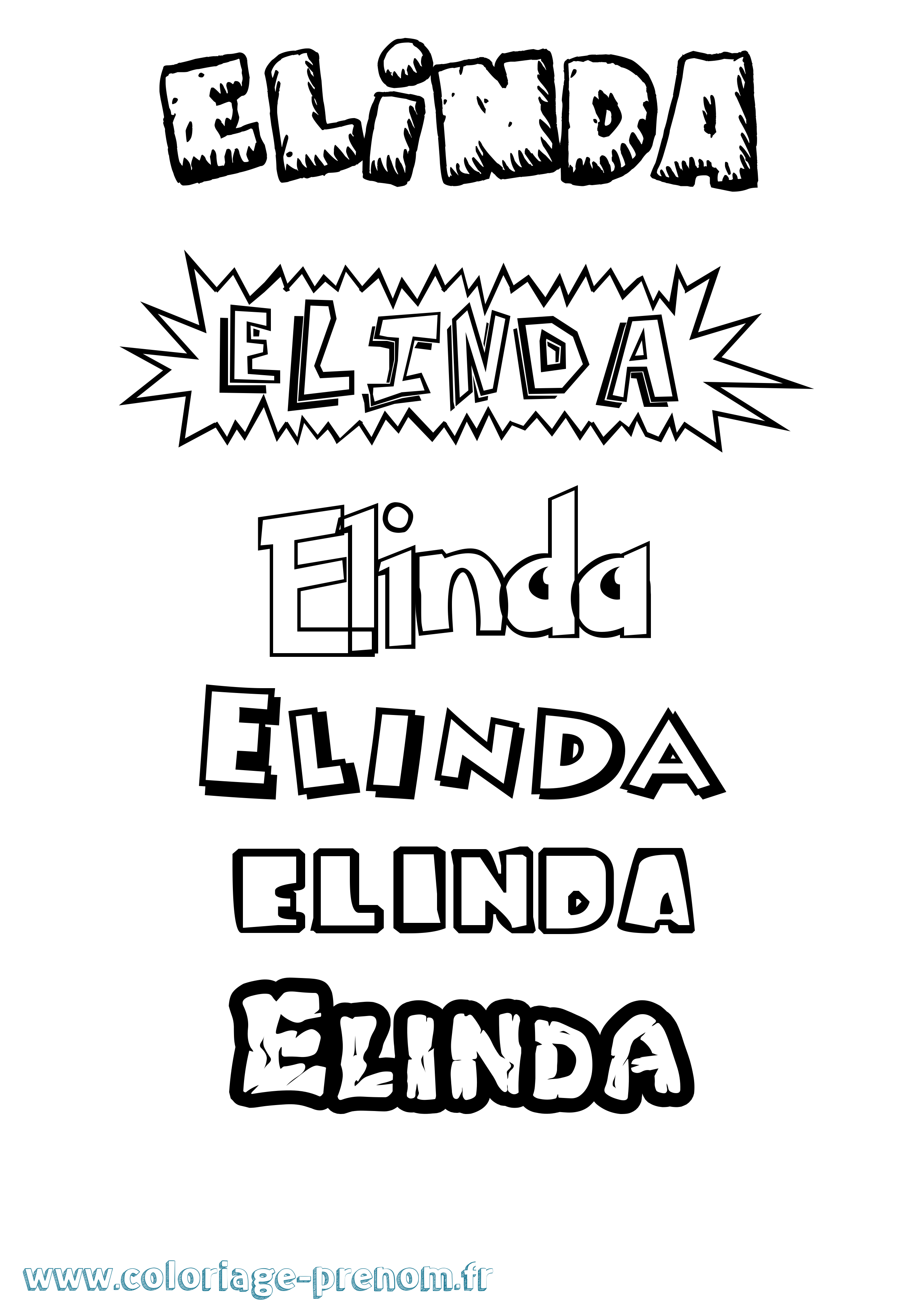 Coloriage Elinda Dessin Animé Coloriage prénom Elinda Dessin Animé