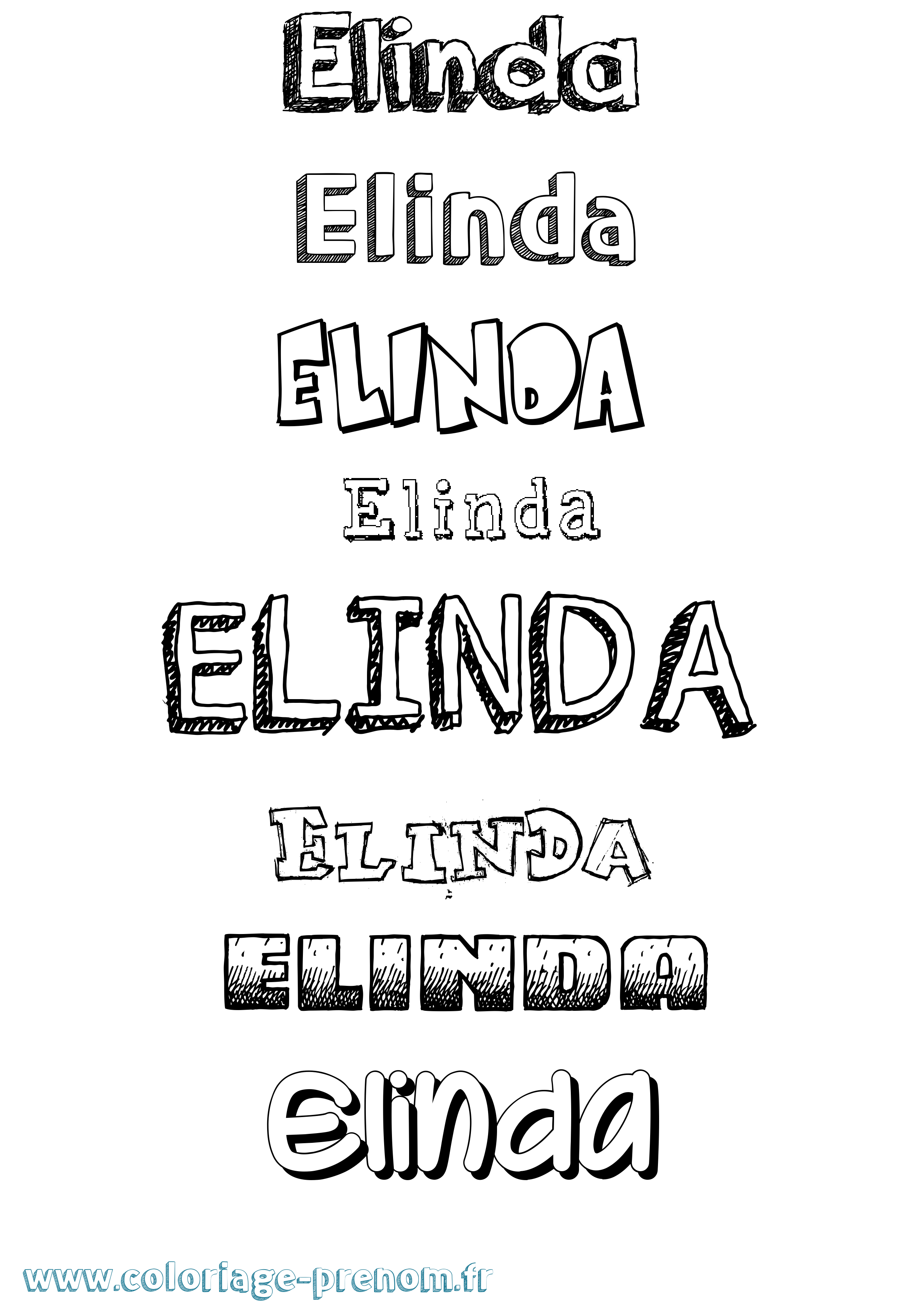 Coloriage Elinda Dessiné Coloriage prénom Elinda Dessiné