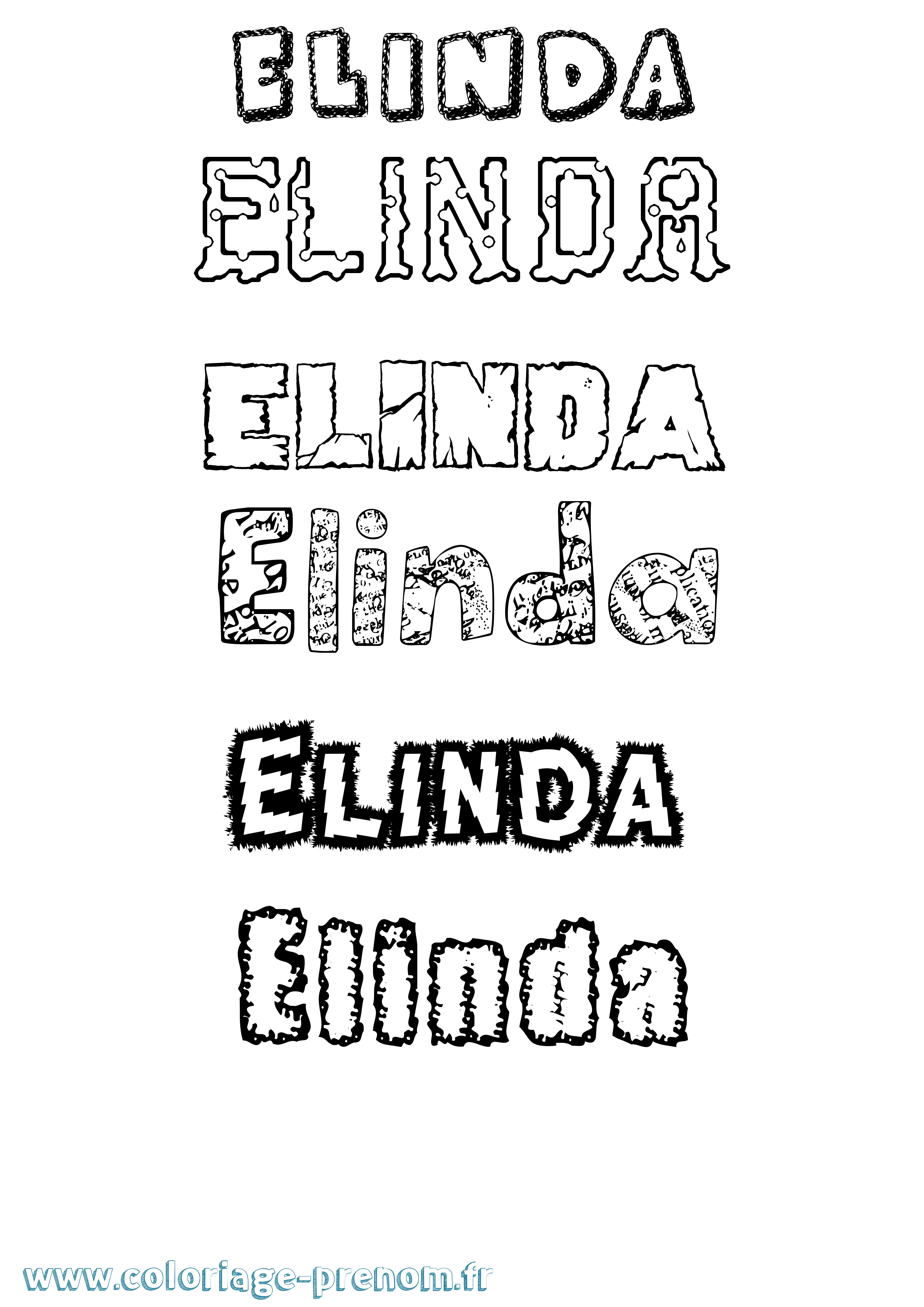 Coloriage Elinda Destructuré Coloriage prénom Elinda Destructuré