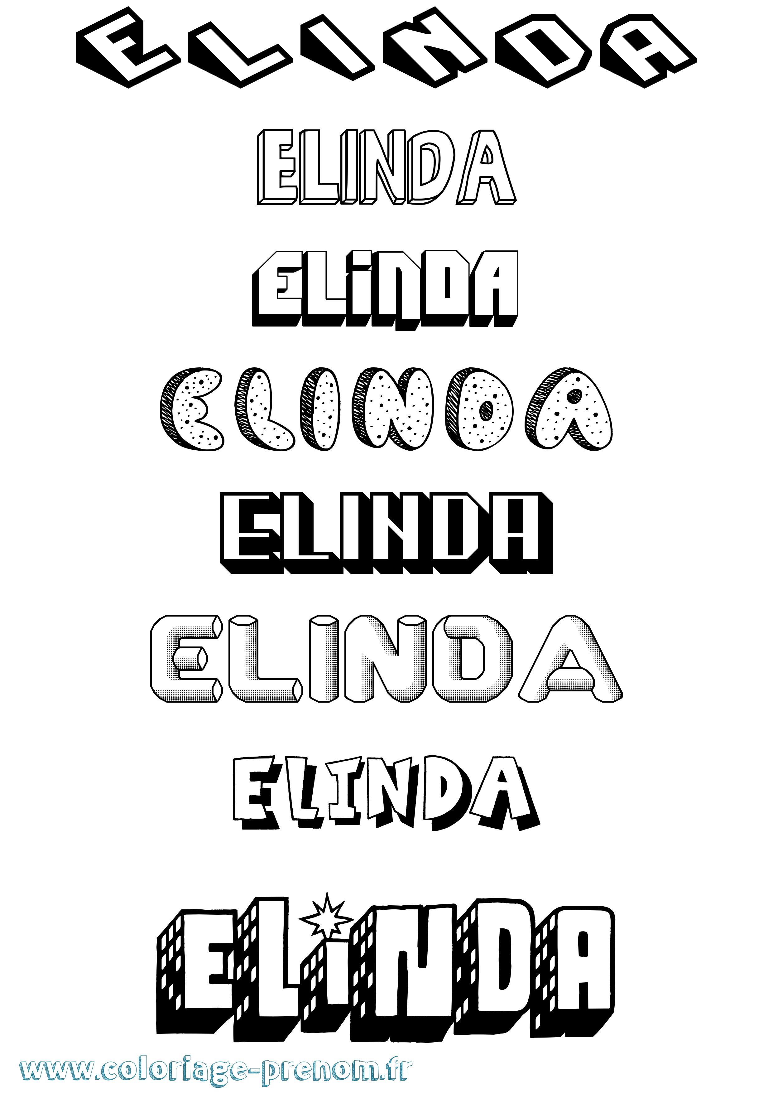 Coloriage Elinda Effet 3D Coloriage prénom Elinda Effet 3D