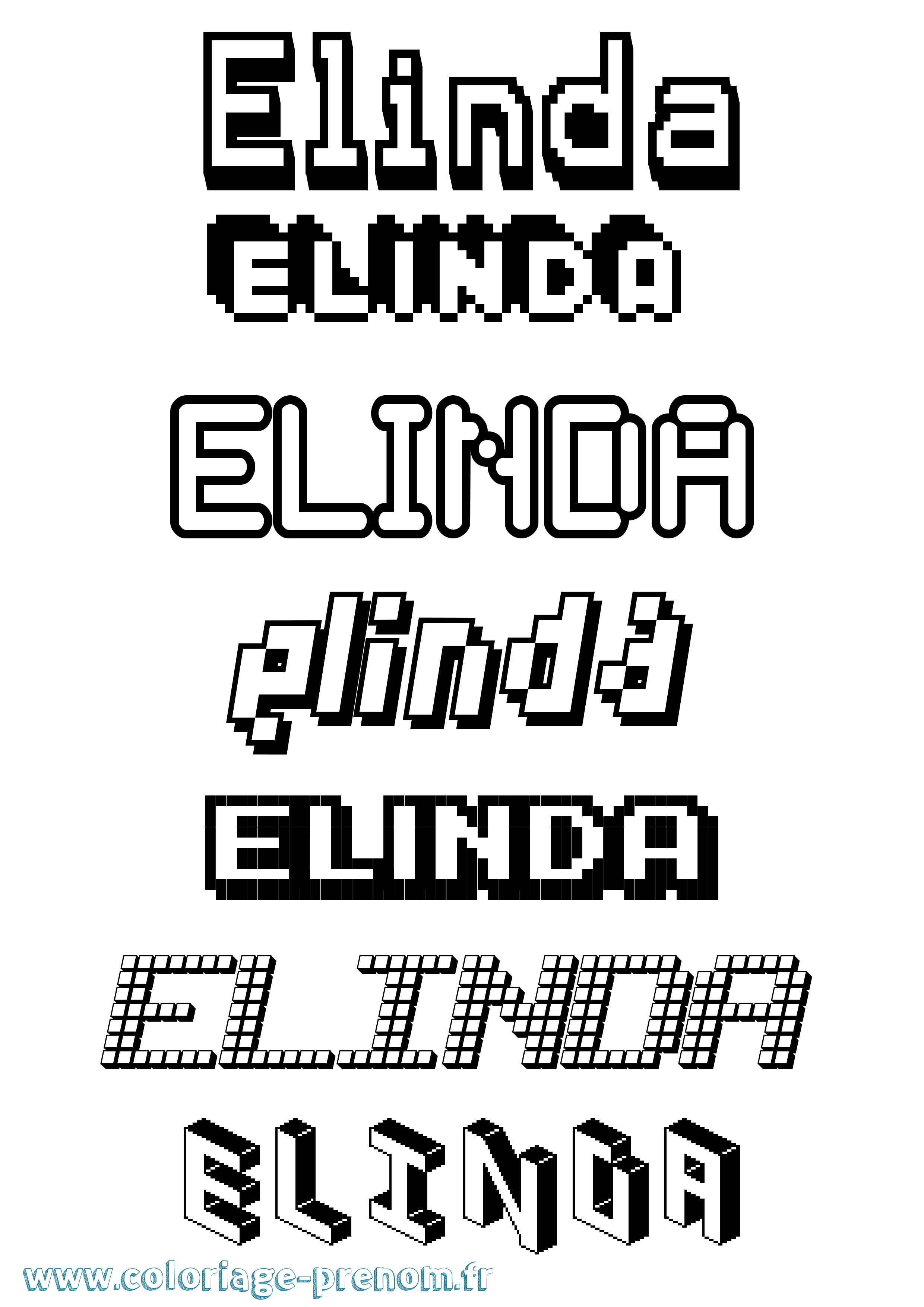 Coloriage Elinda Pixel Coloriage prénom Elinda Pixel