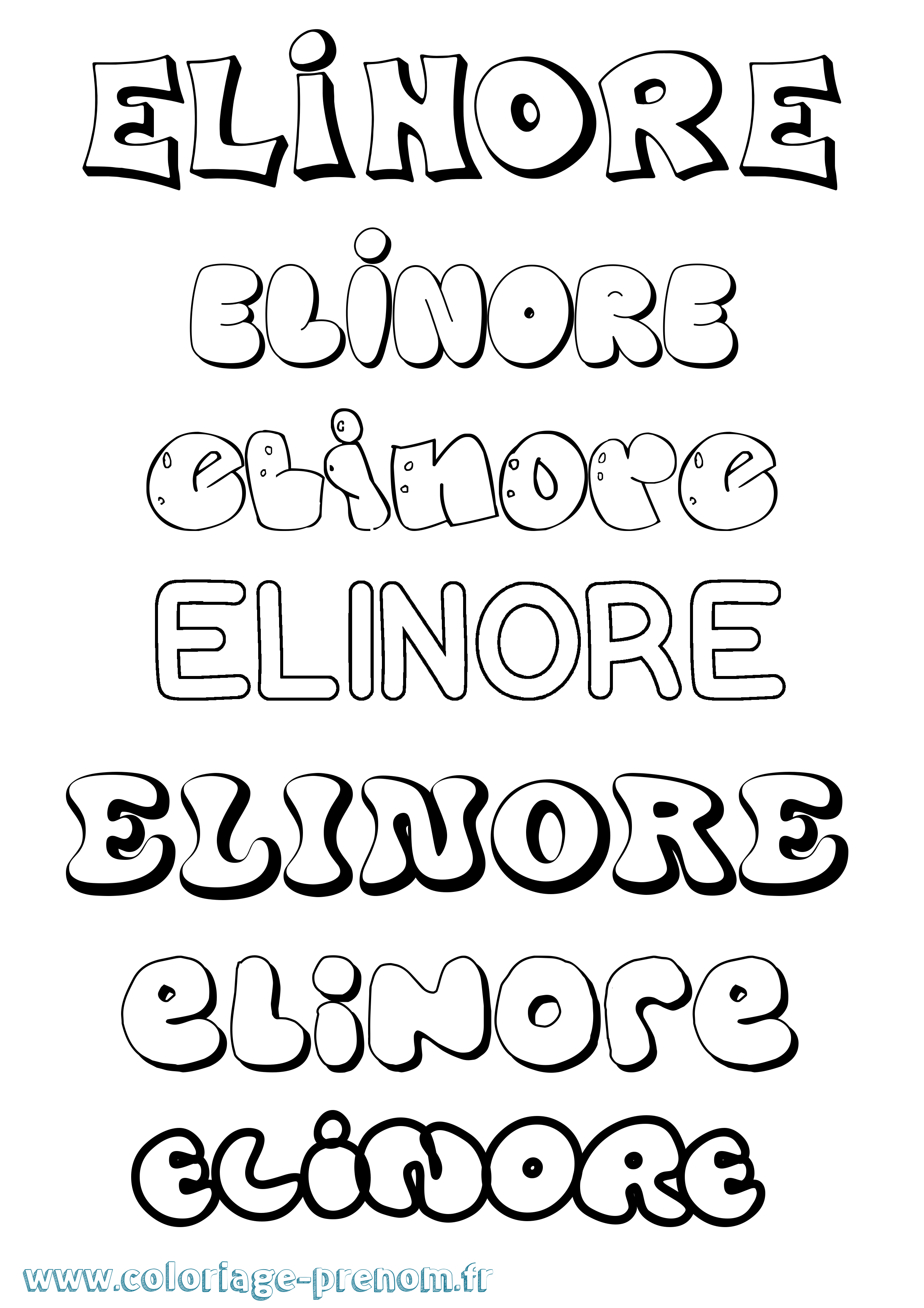 Coloriage Elinore Bubble Coloriage prénom Elinore Bubble