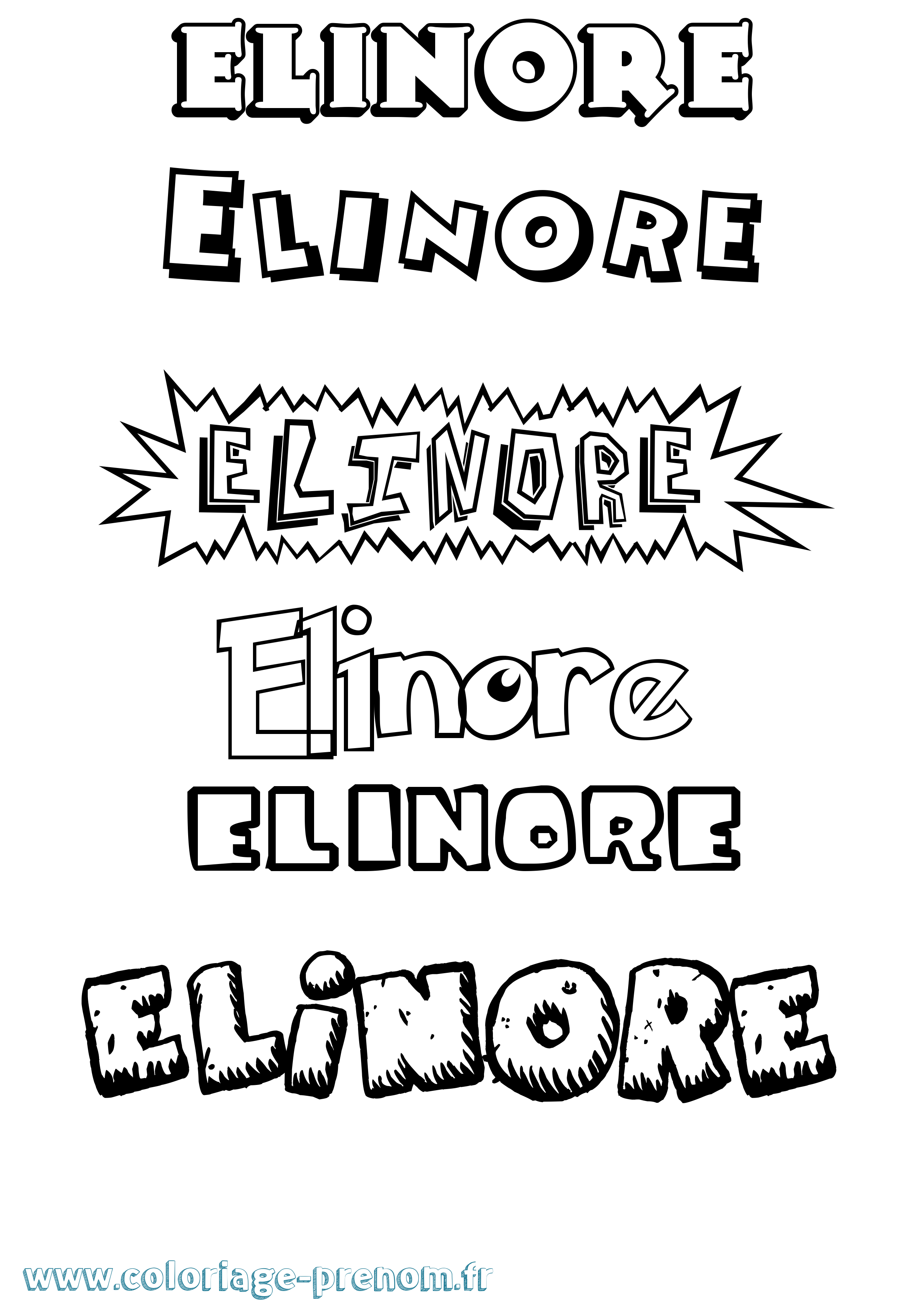 Coloriage Elinore Dessin Animé Coloriage prénom Elinore Dessin Animé