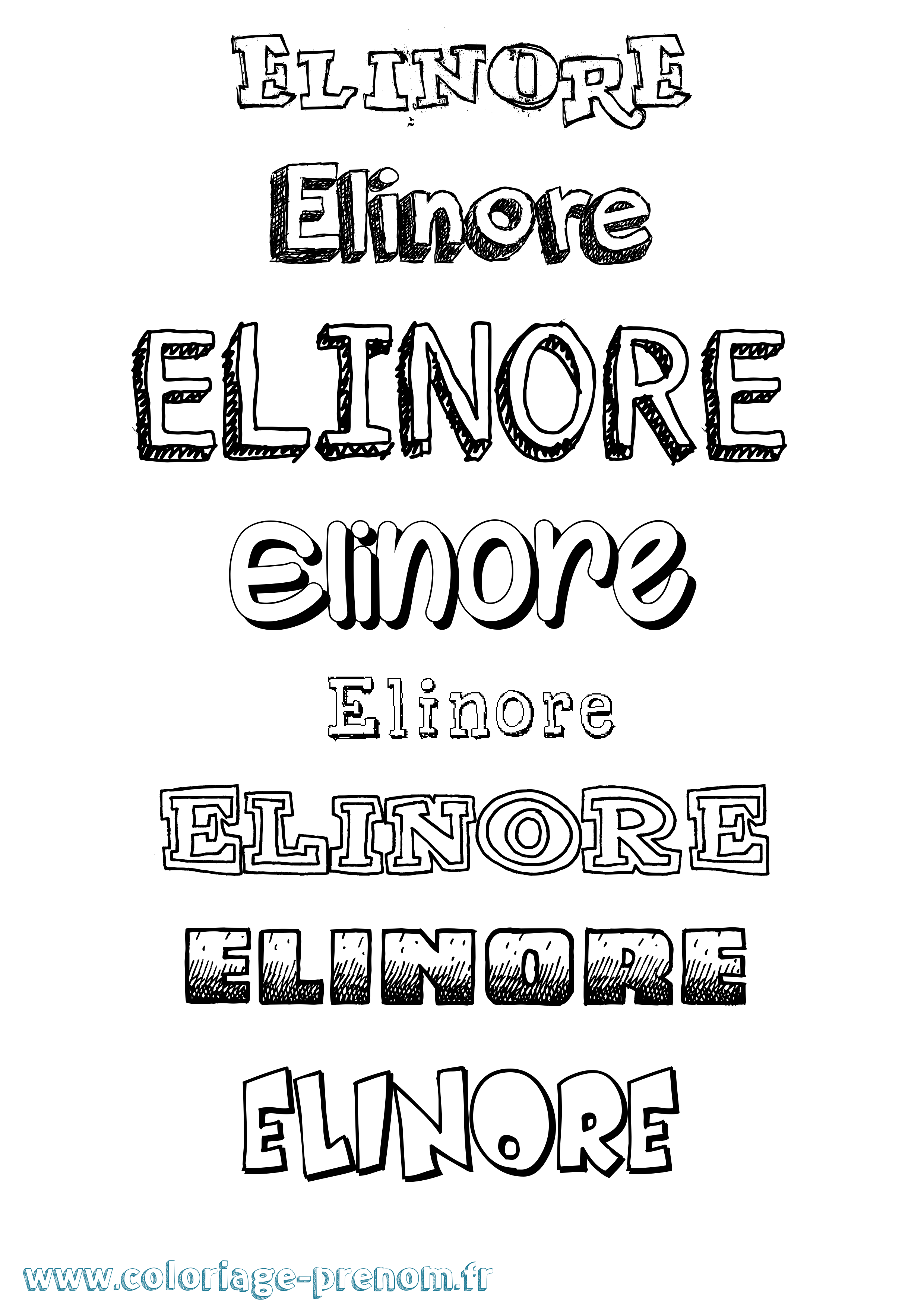 Coloriage Elinore Dessiné Coloriage prénom Elinore Dessiné
