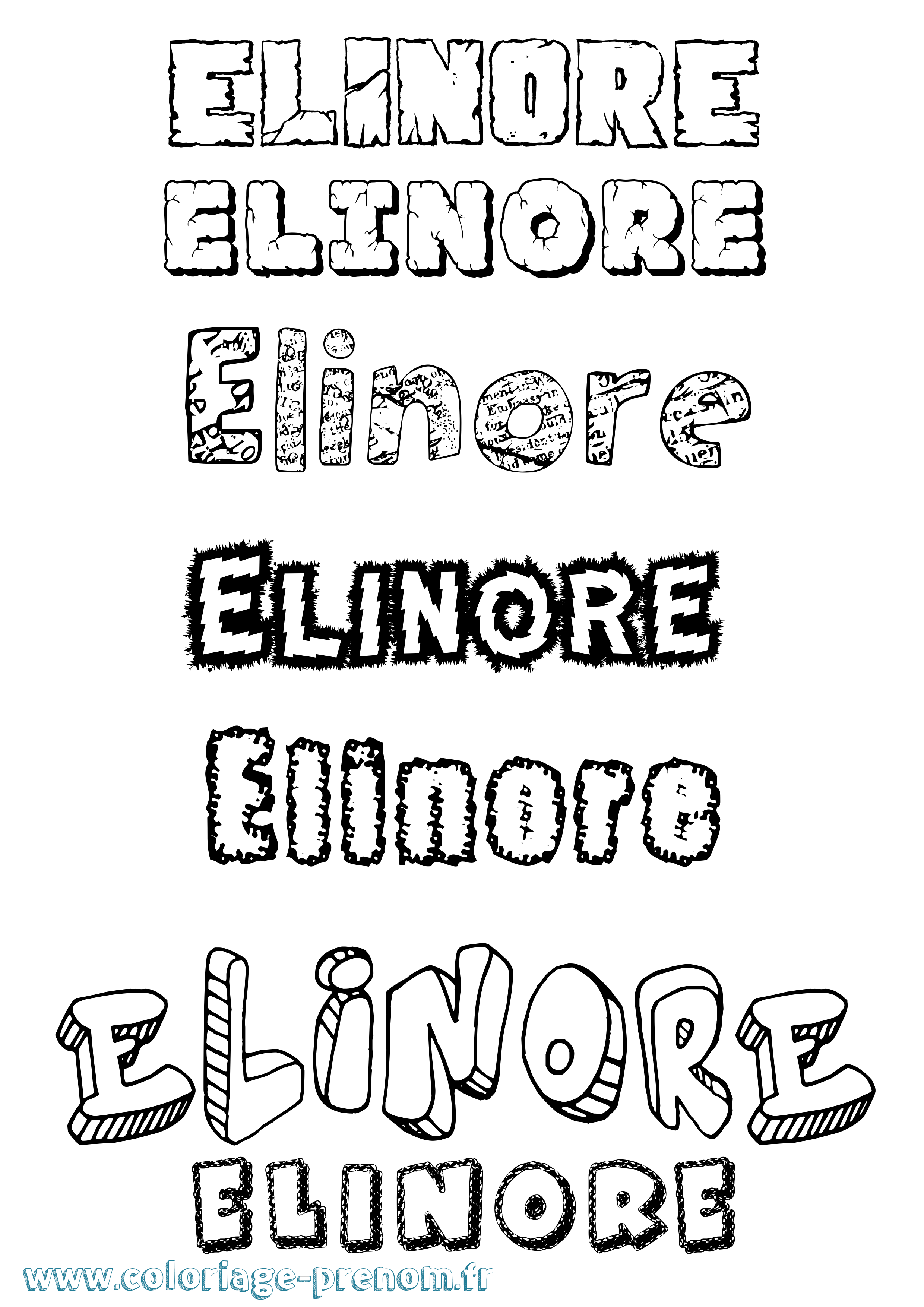 Coloriage Elinore Destructuré Coloriage prénom Elinore Destructuré