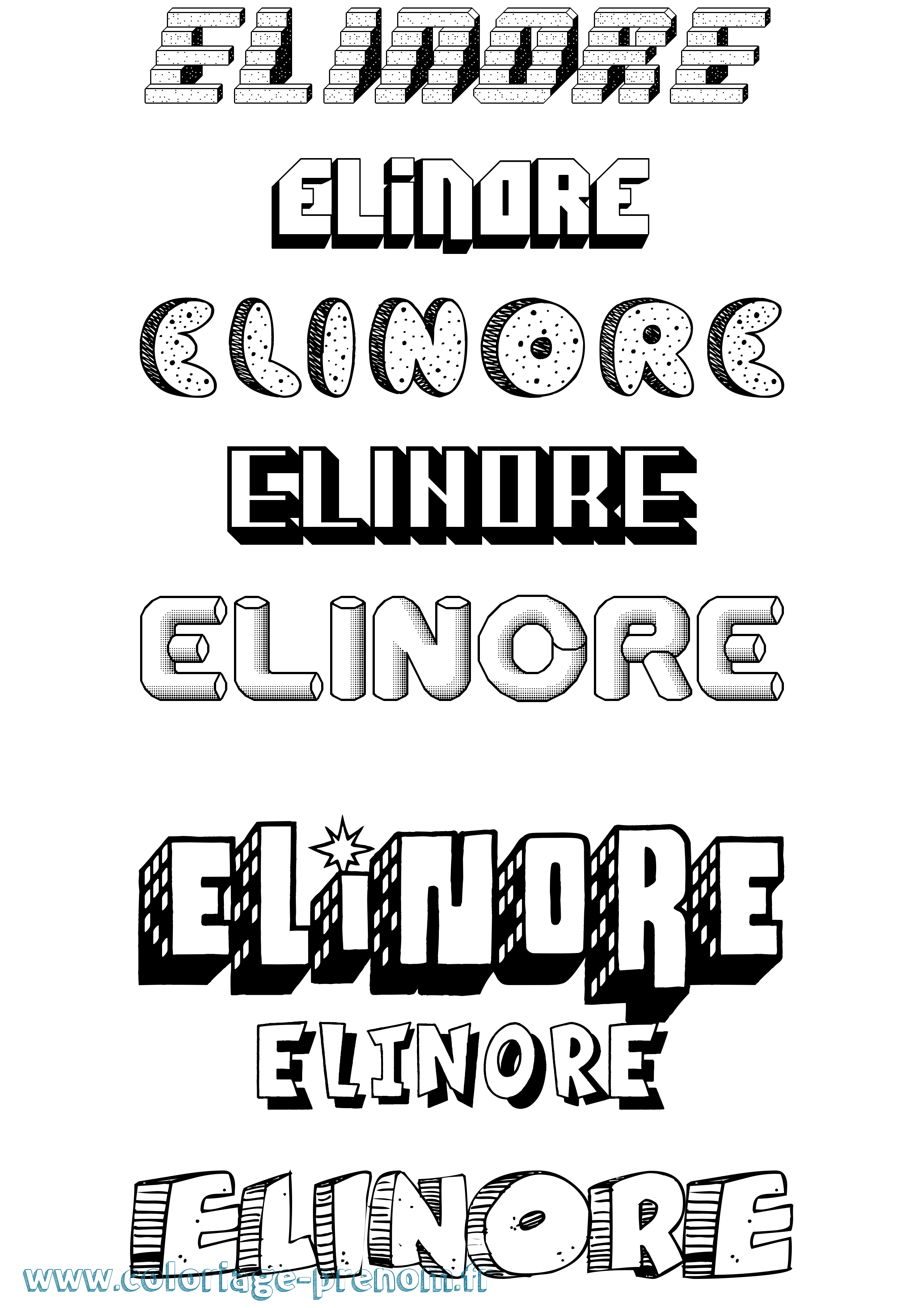 Coloriage Elinore Effet 3D Coloriage prénom Elinore Effet 3D