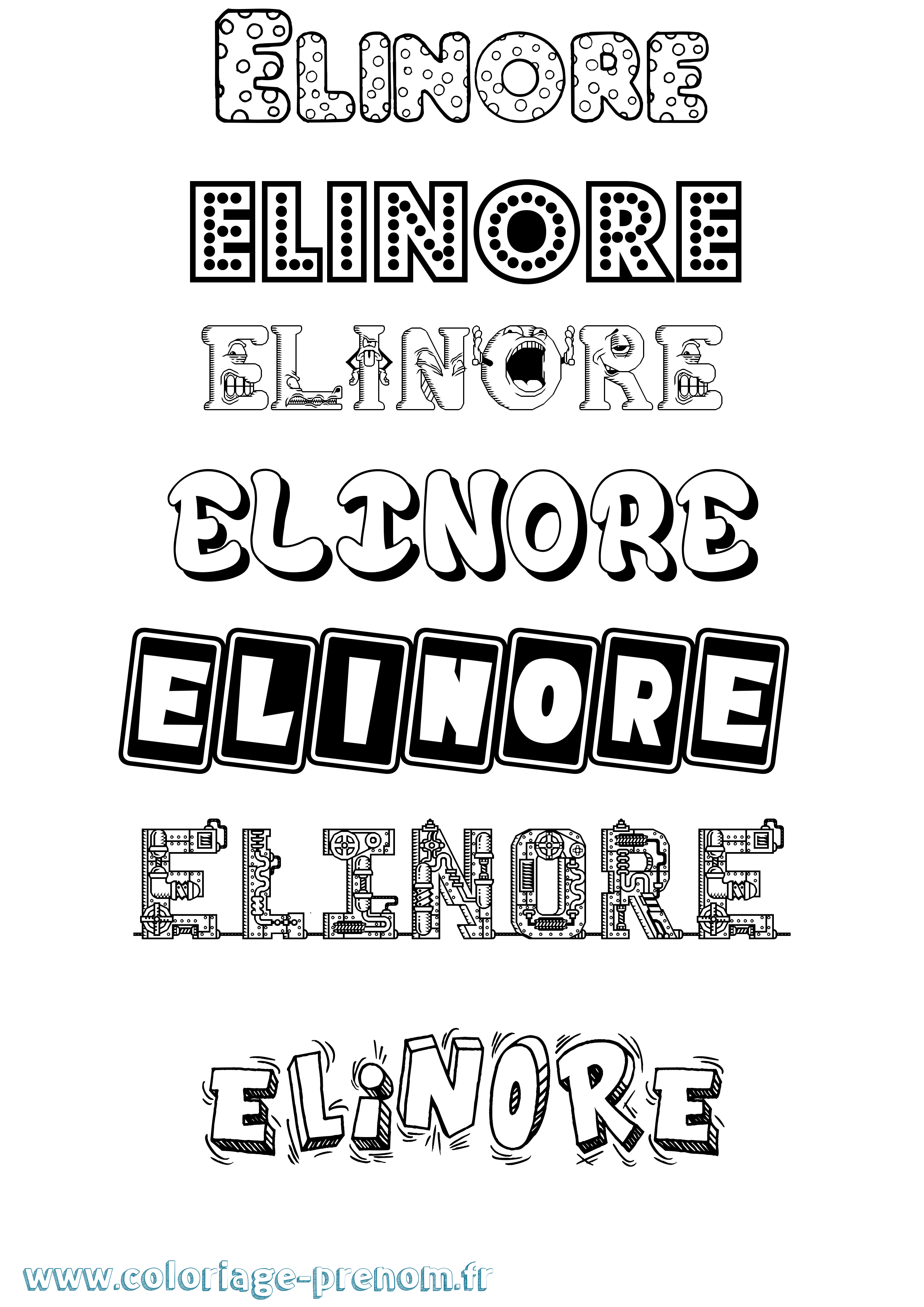 Coloriage Elinore Fun Coloriage prénom Elinore Fun