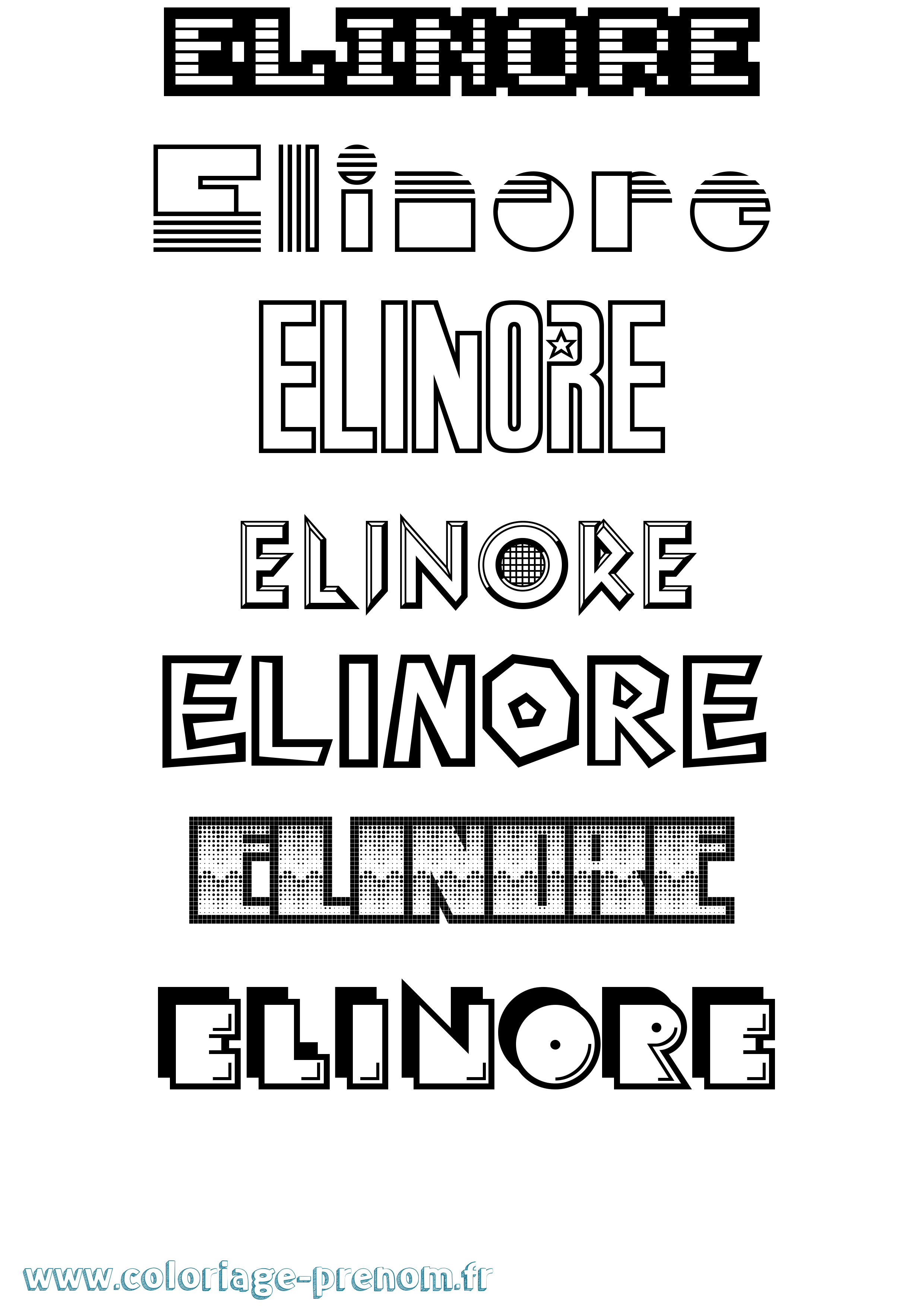 Coloriage Elinore Jeux Vidéos Coloriage prénom Elinore Jeux Vidéos