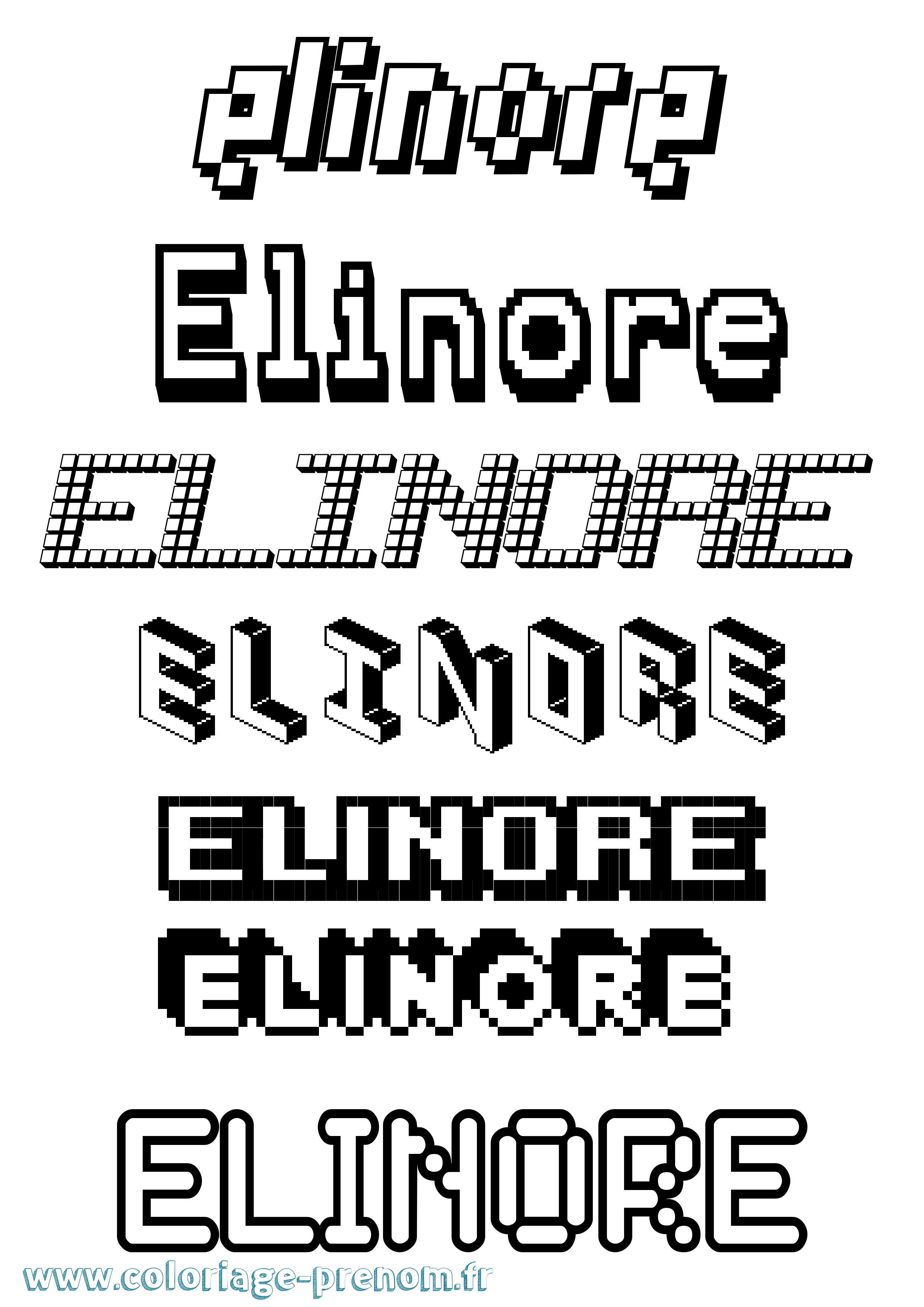 Coloriage Elinore Pixel Coloriage prénom Elinore Pixel