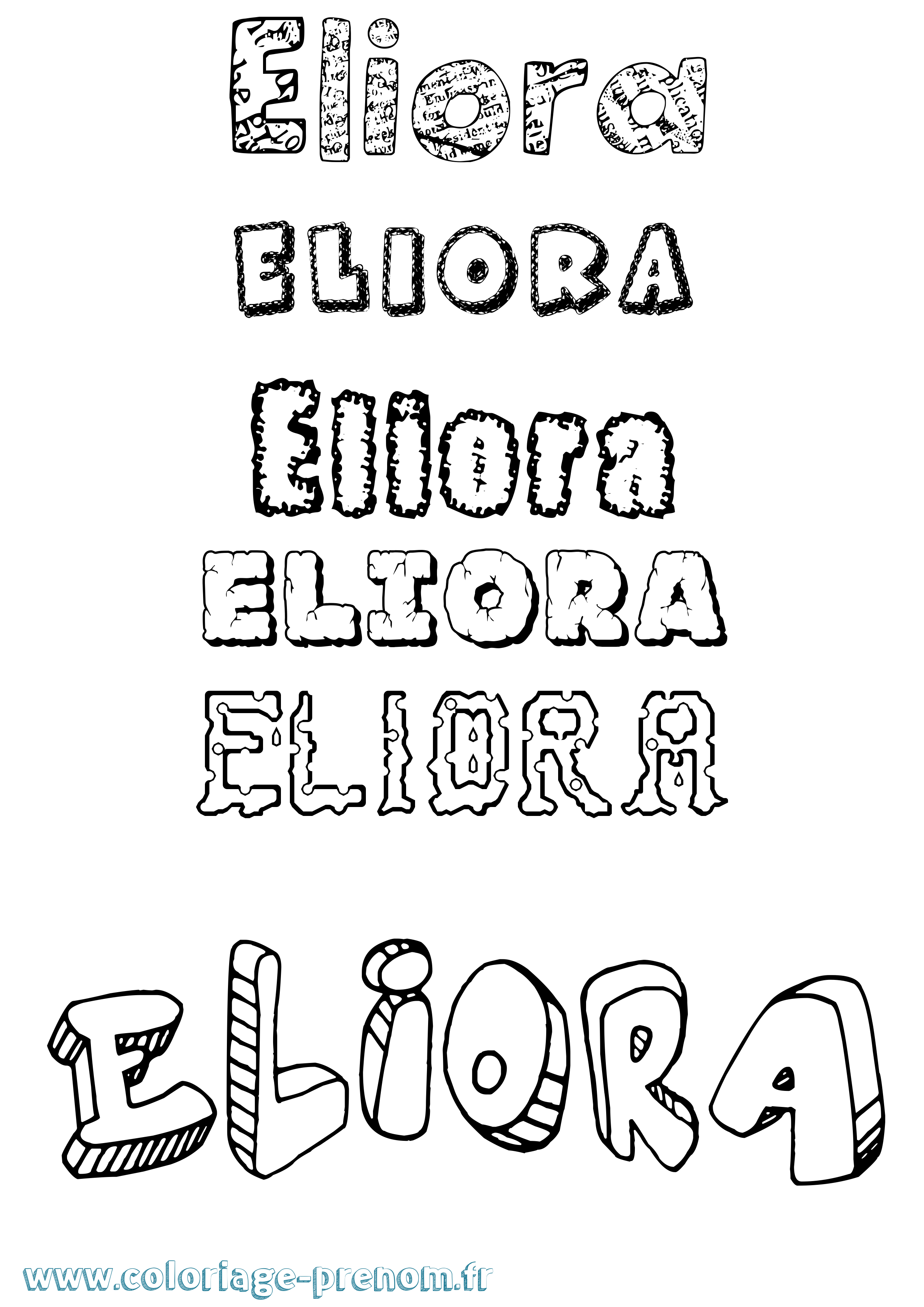 Coloriage Eliora Destructuré Coloriage prénom Eliora Destructuré