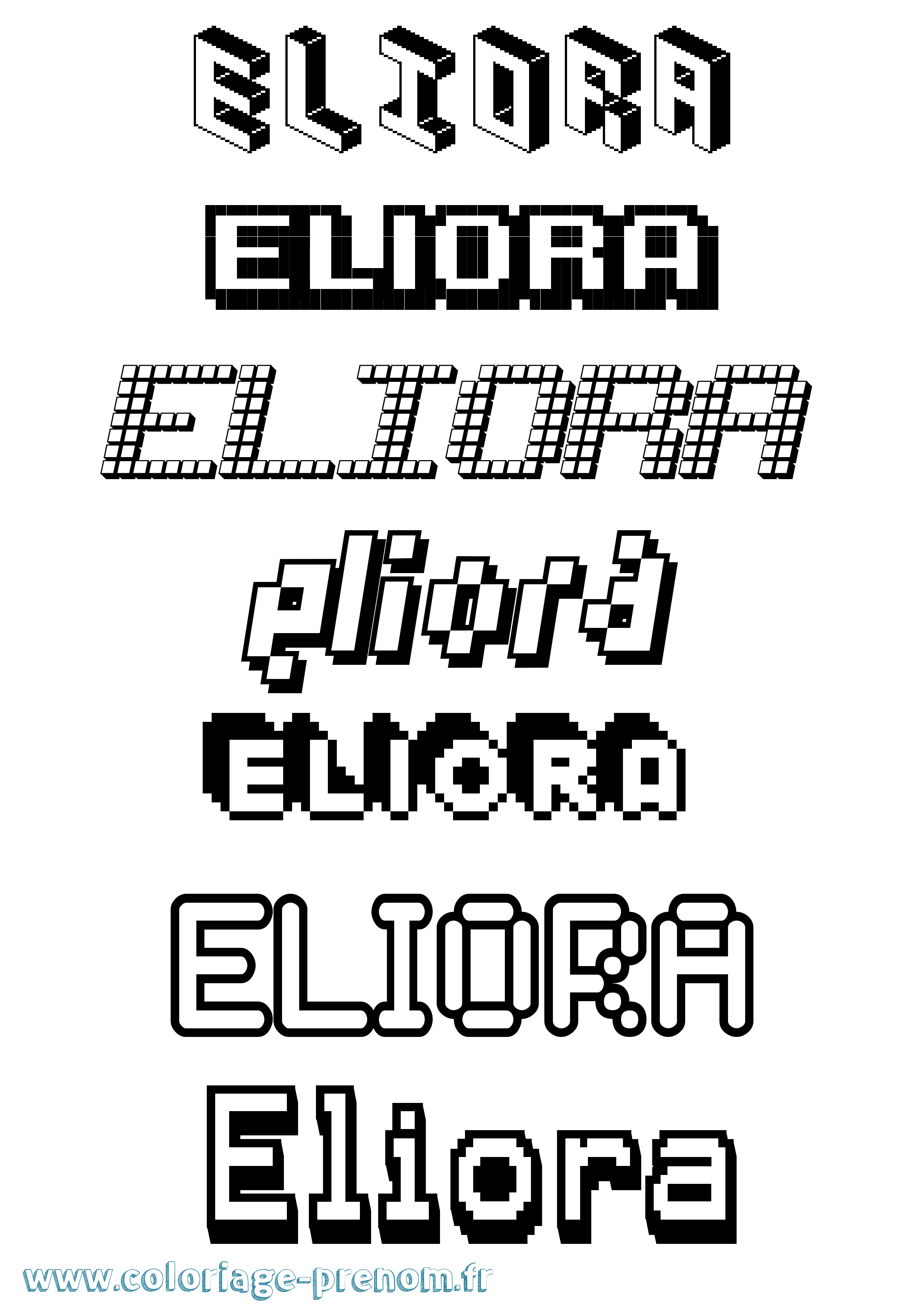 Coloriage Eliora Pixel Coloriage prénom Eliora Pixel