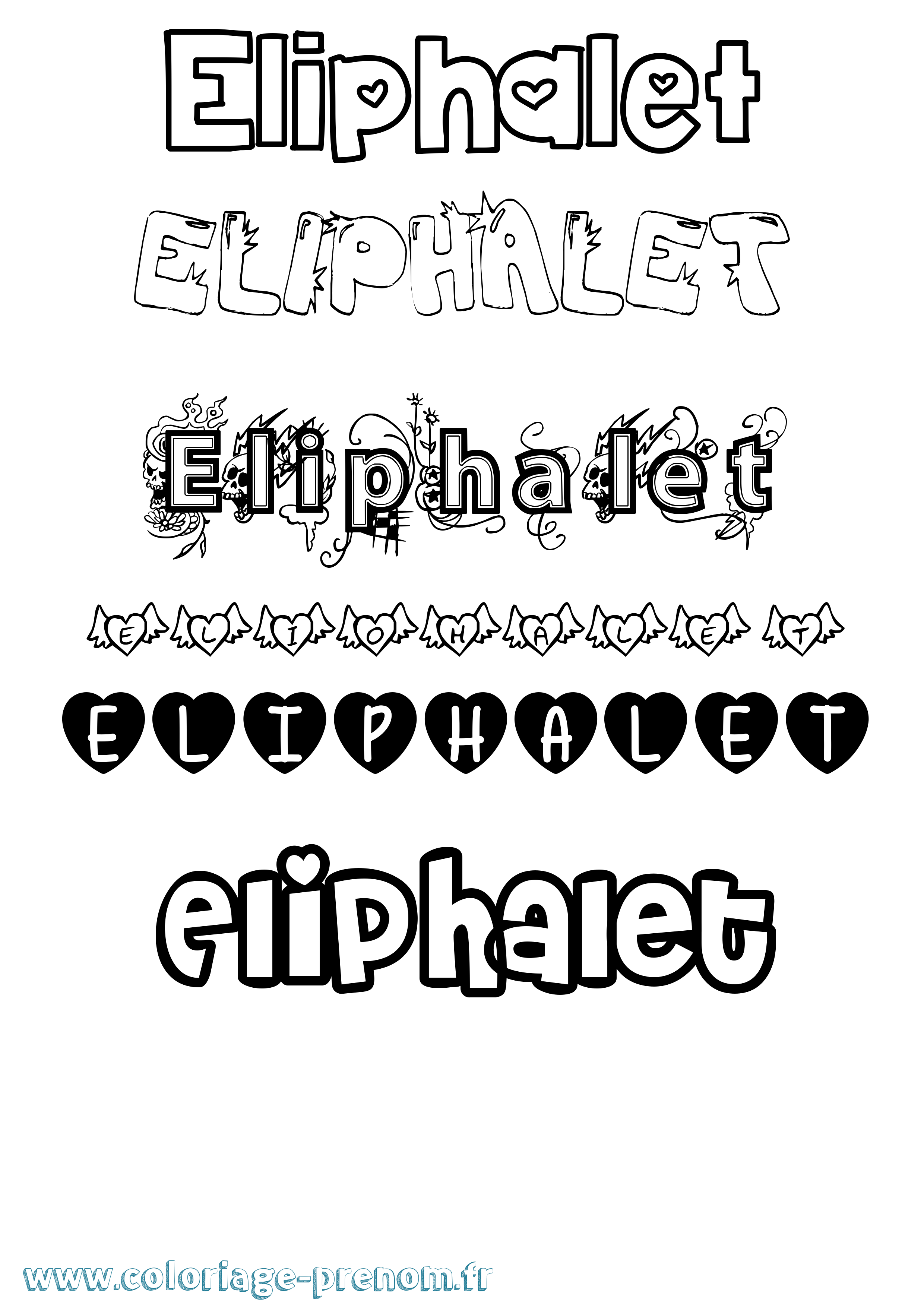 Coloriage Eliphalet Girly Coloriage prénom Eliphalet Girly