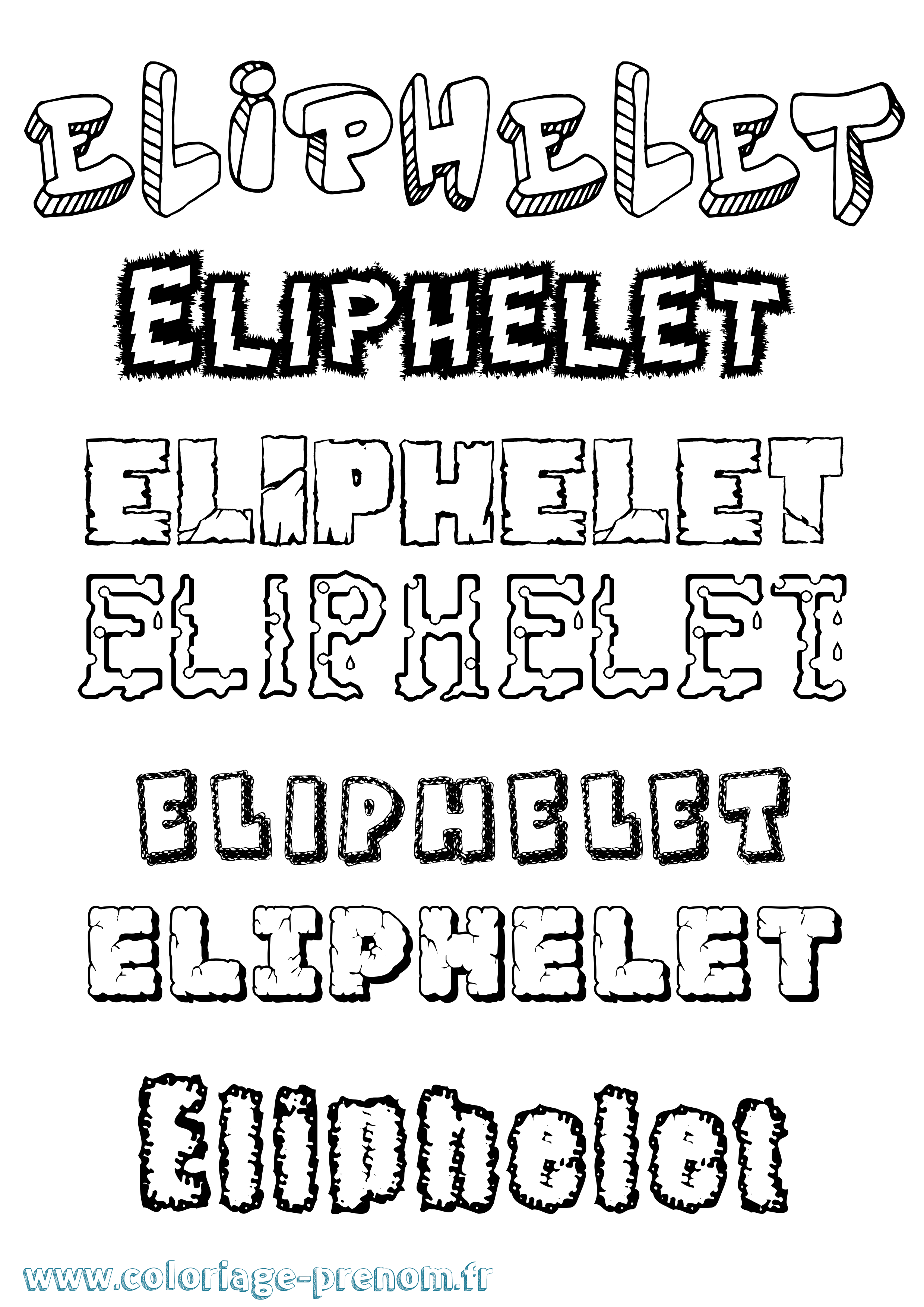Coloriage Eliphelet Destructuré Coloriage prénom Eliphelet Destructuré
