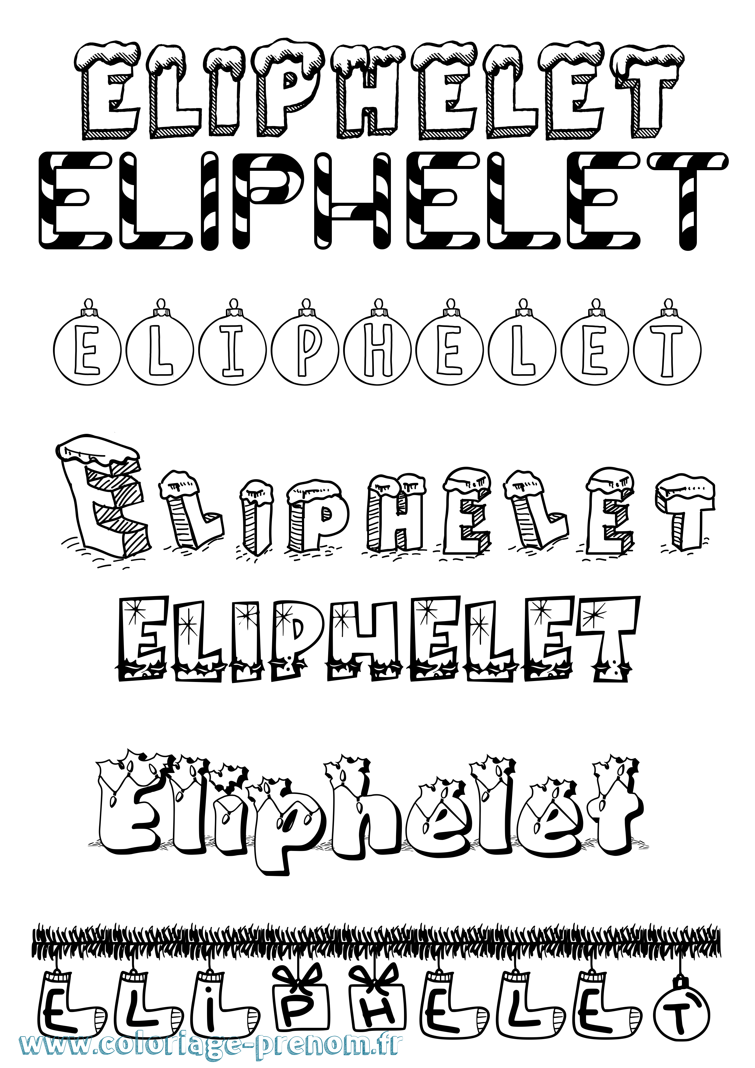 Coloriage Eliphelet Noël Coloriage prénom Eliphelet Noël