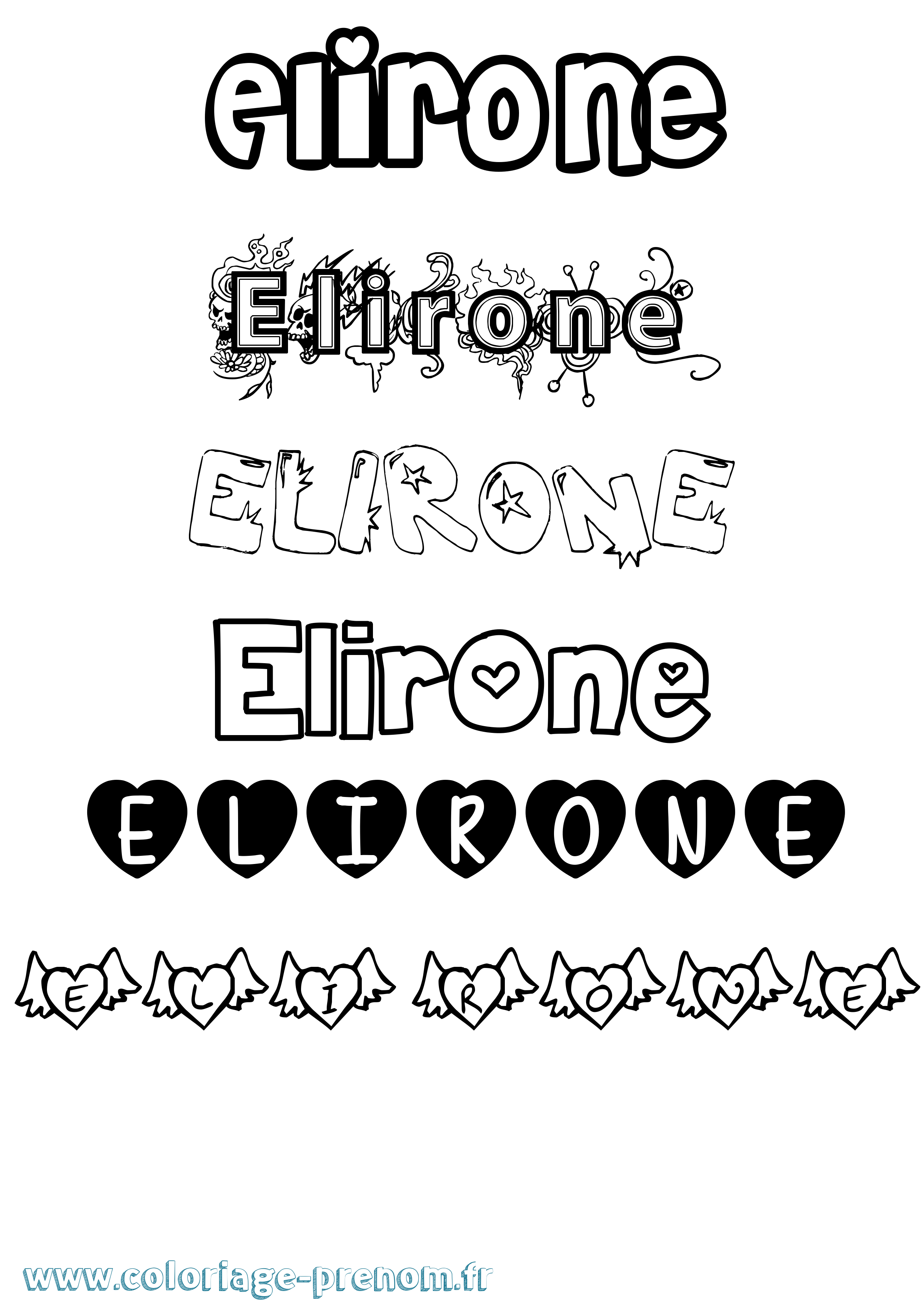 Coloriage Elirone Girly Coloriage prénom Elirone Girly