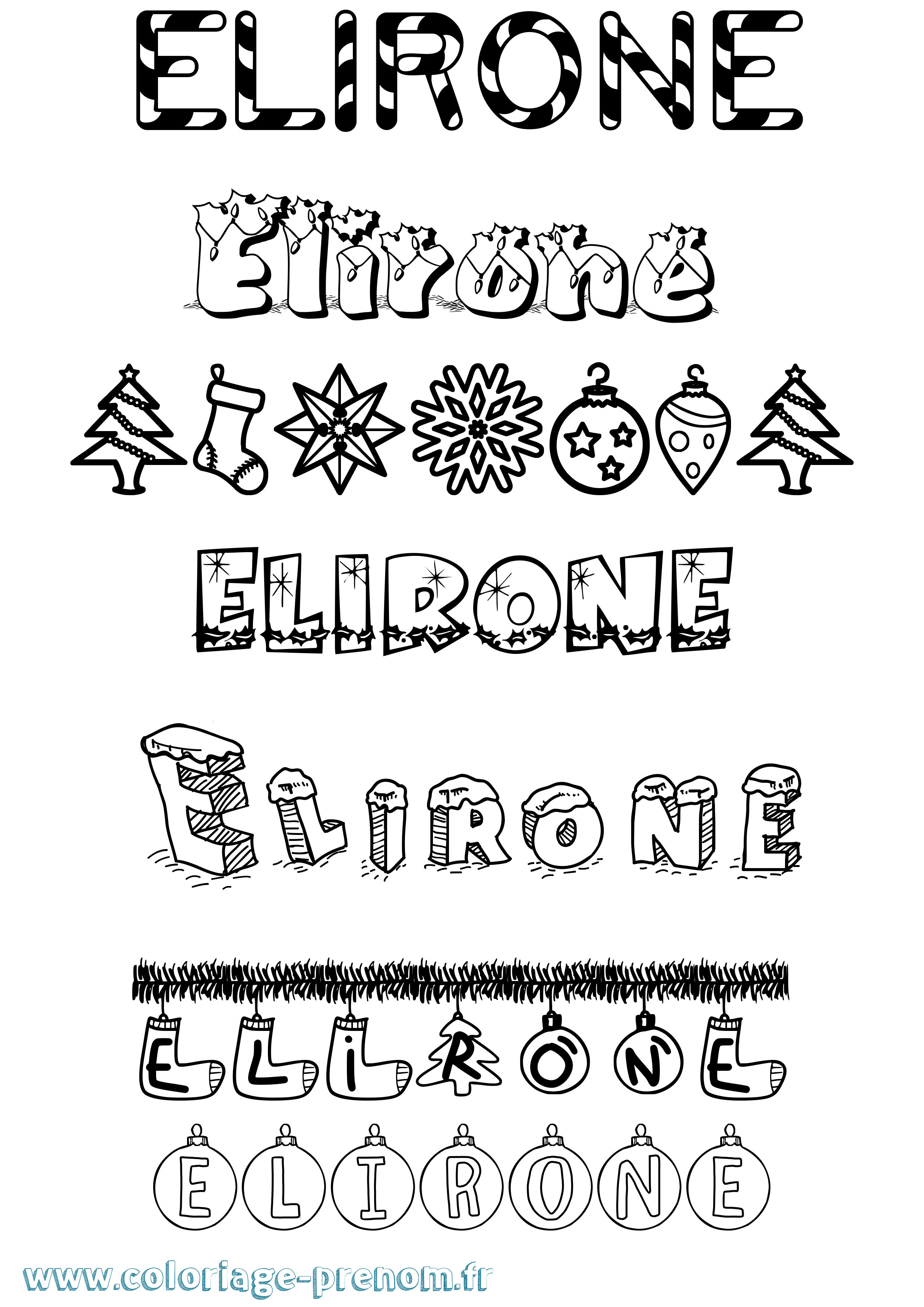 Coloriage Elirone Noël Coloriage prénom Elirone Noël
