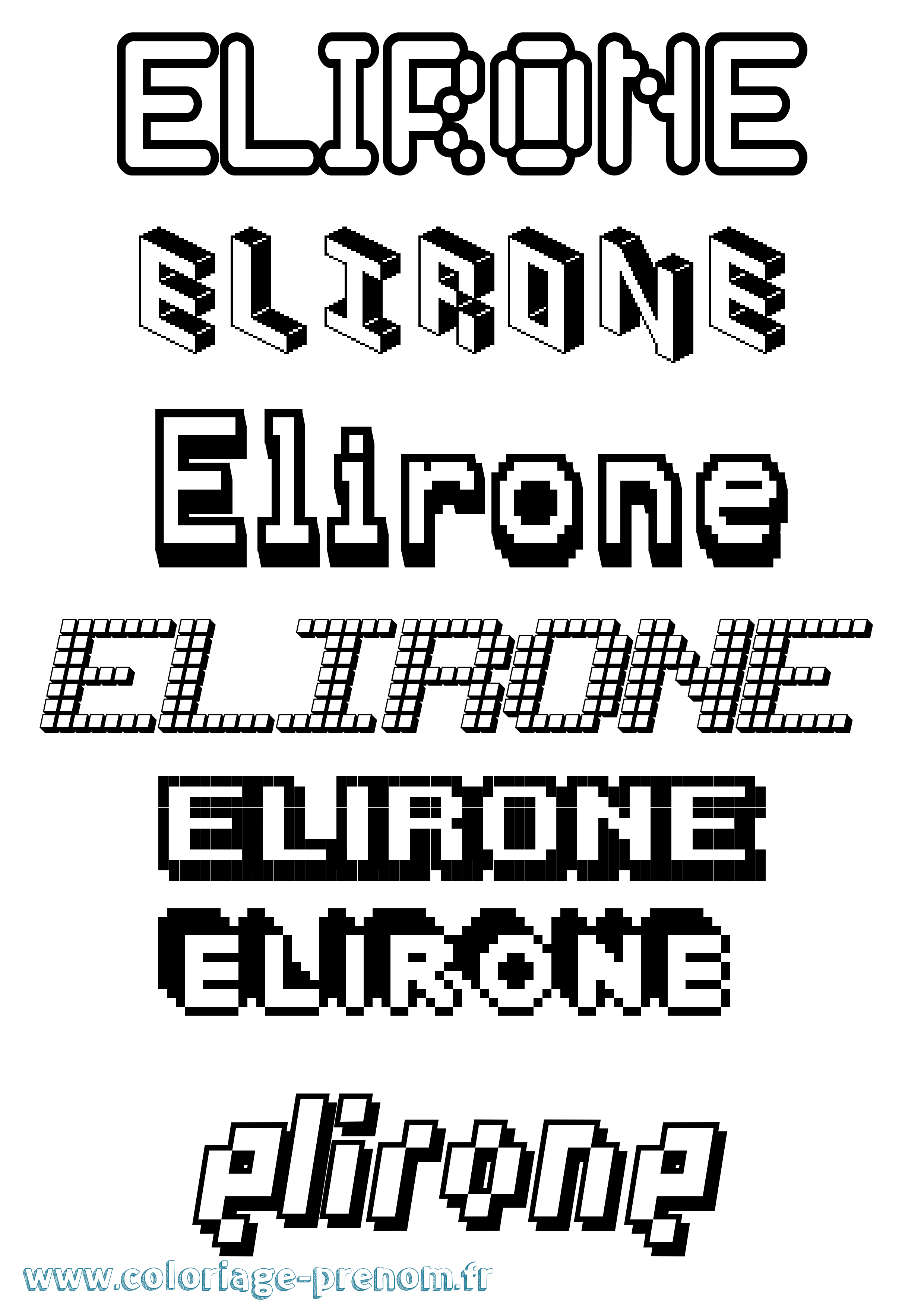 Coloriage Elirone Pixel Coloriage prénom Elirone Pixel