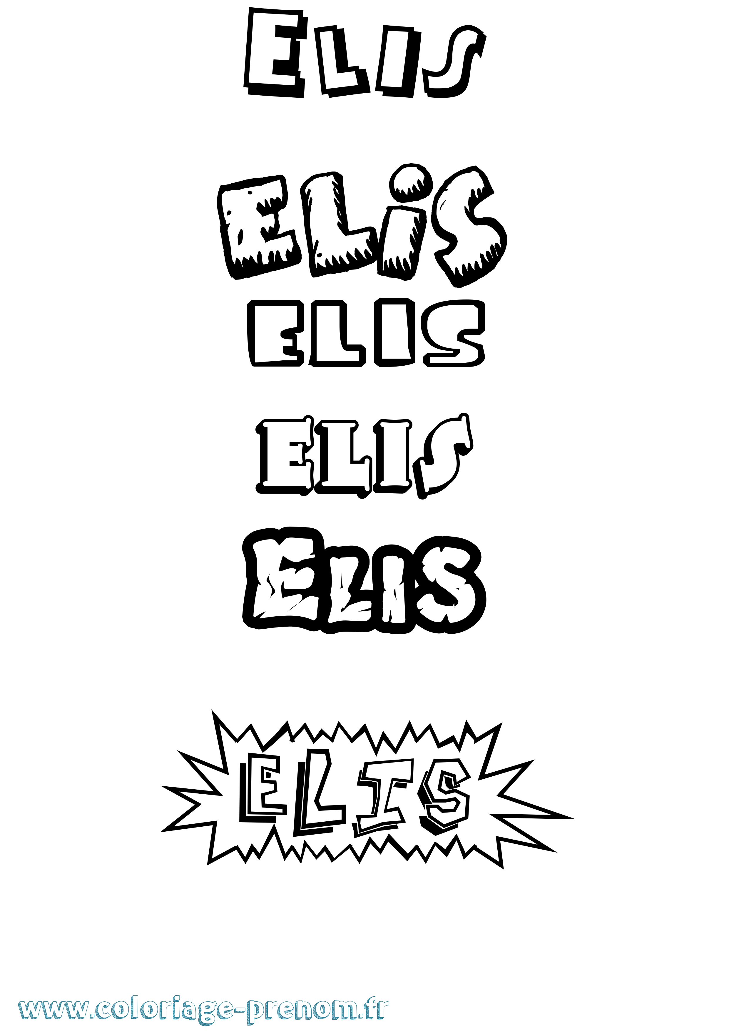 Coloriage Elis Dessin Animé Coloriage prénom Elis Dessin Animé