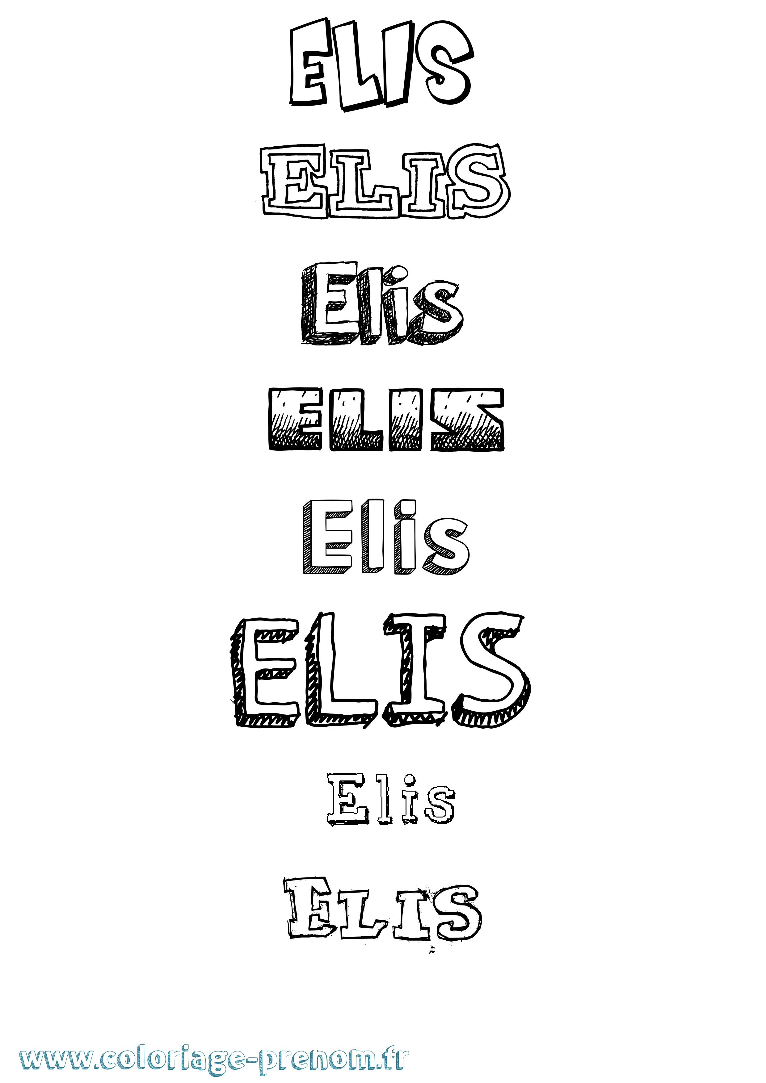 Coloriage Elis Dessiné Coloriage prénom Elis Dessiné
