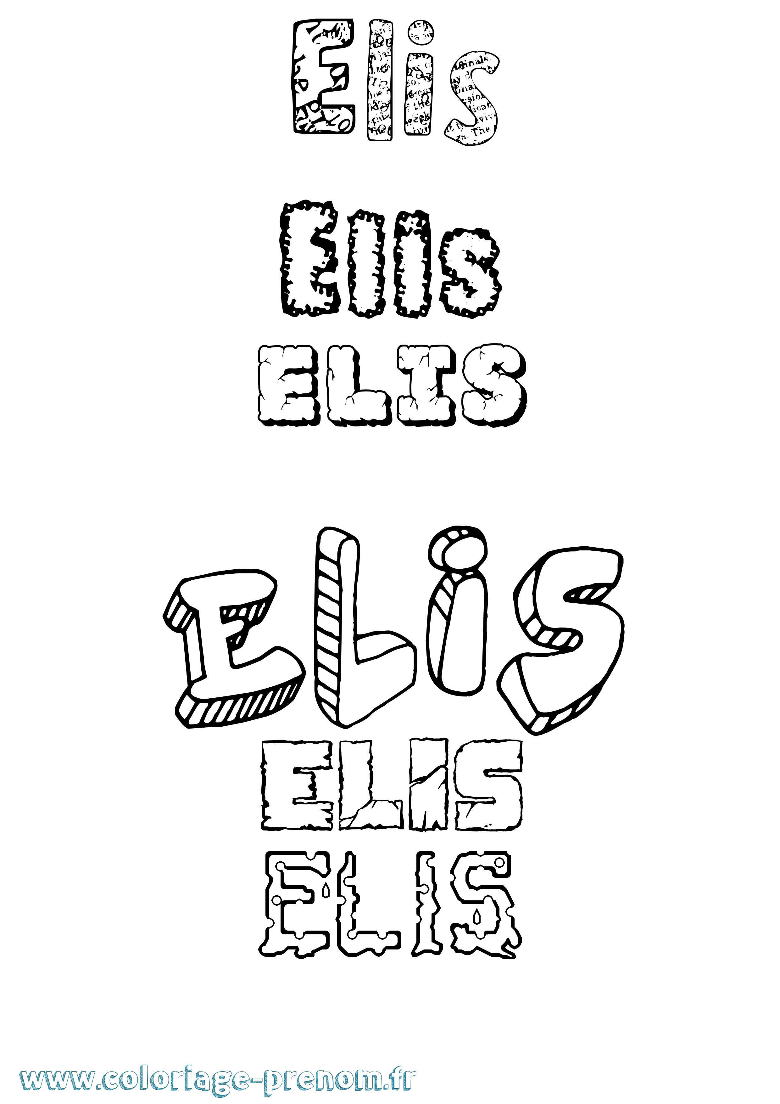 Coloriage Elis Destructuré Coloriage prénom Elis Destructuré