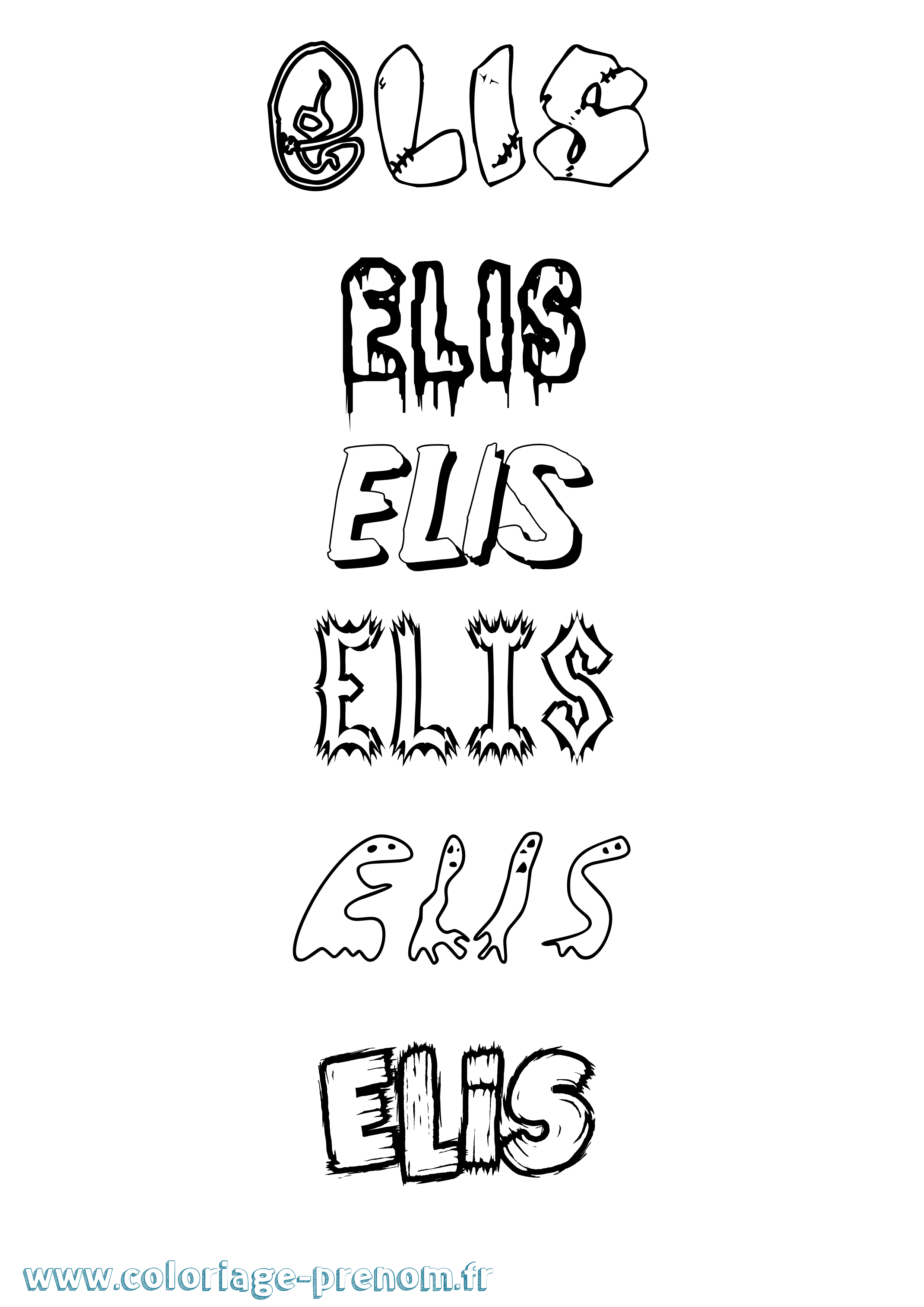 Coloriage Elis Frisson Coloriage prénom Elis Frisson