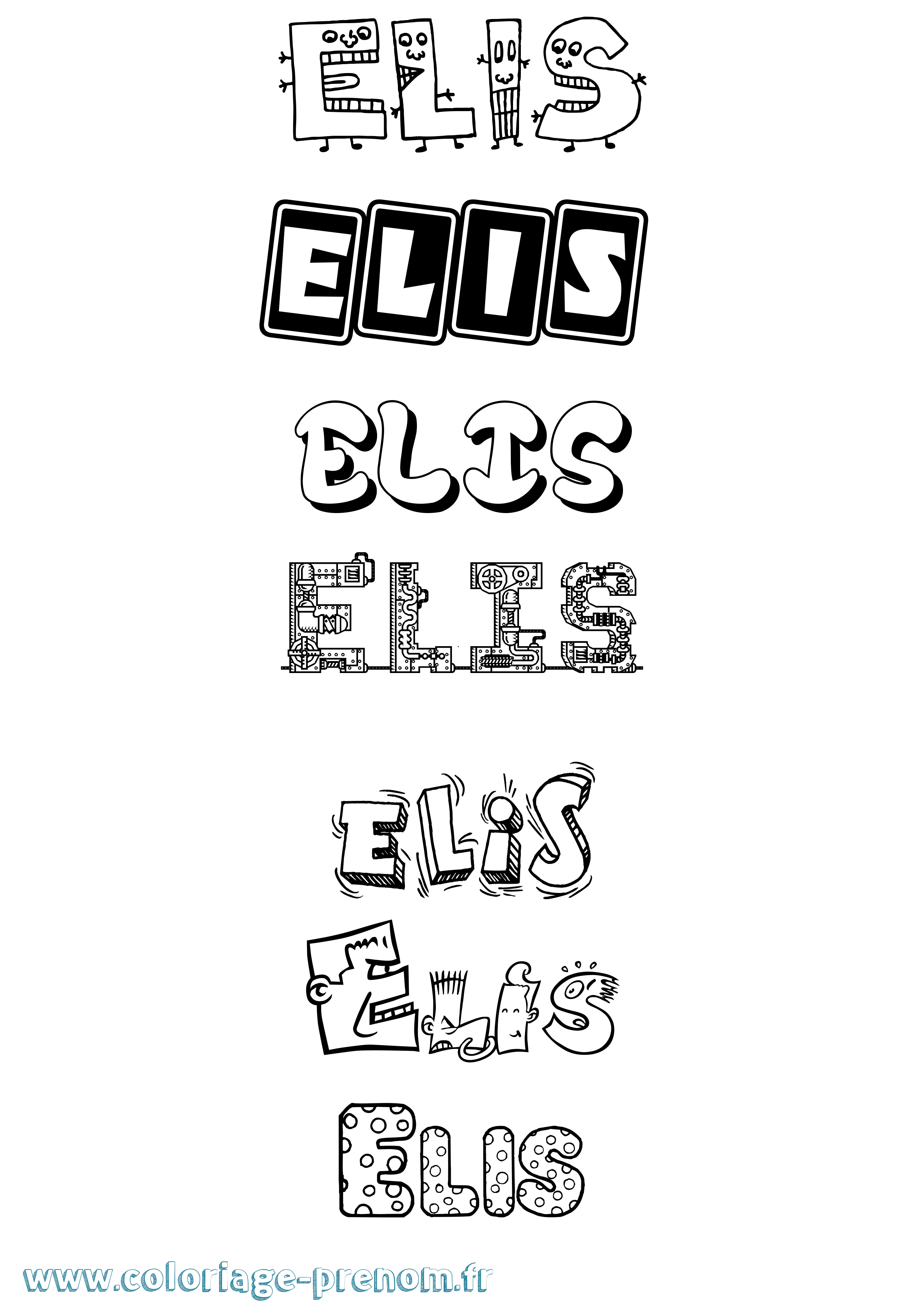 Coloriage Elis Fun Coloriage prénom Elis Fun