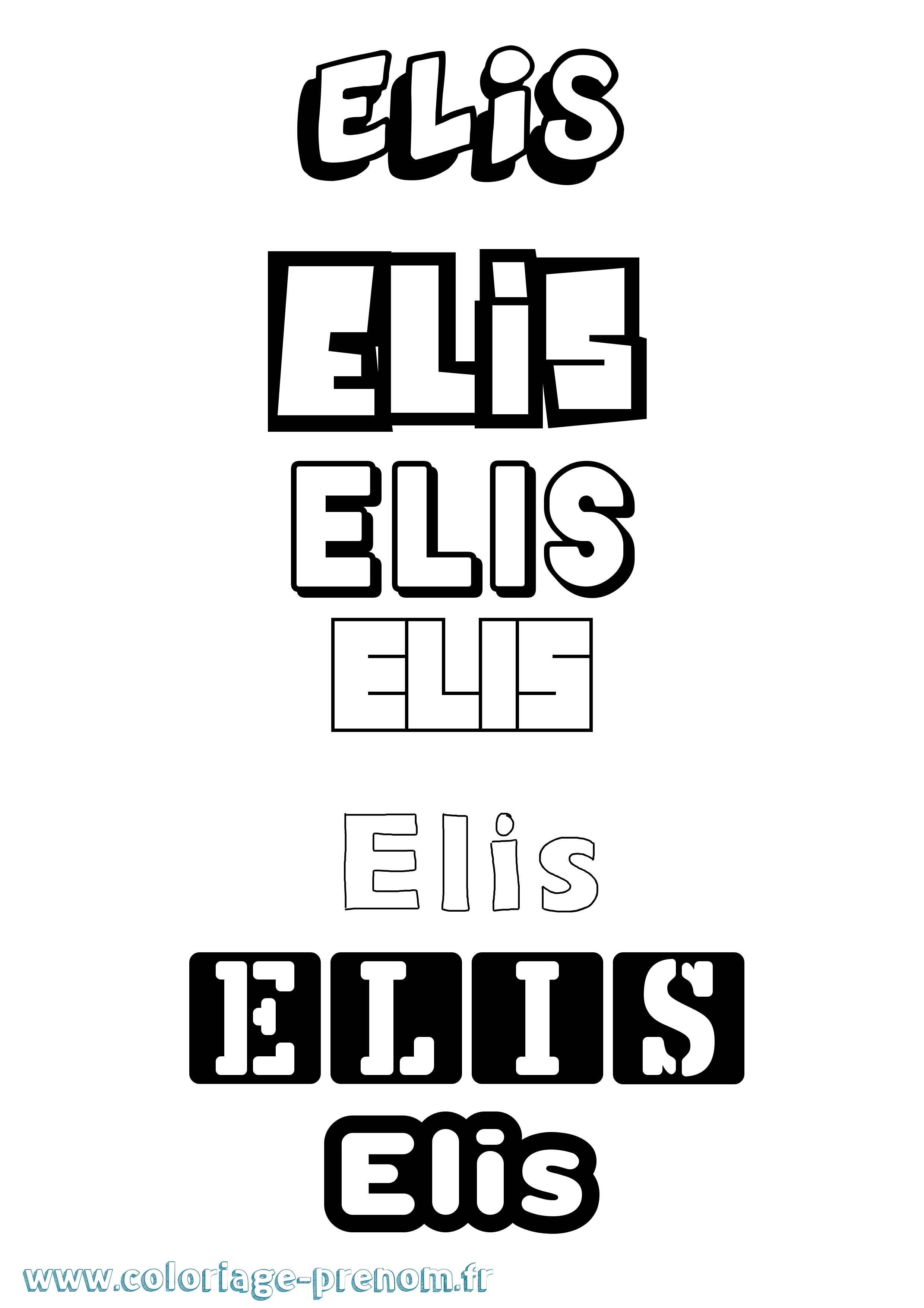 Coloriage Elis Simple Coloriage prénom Elis Simple