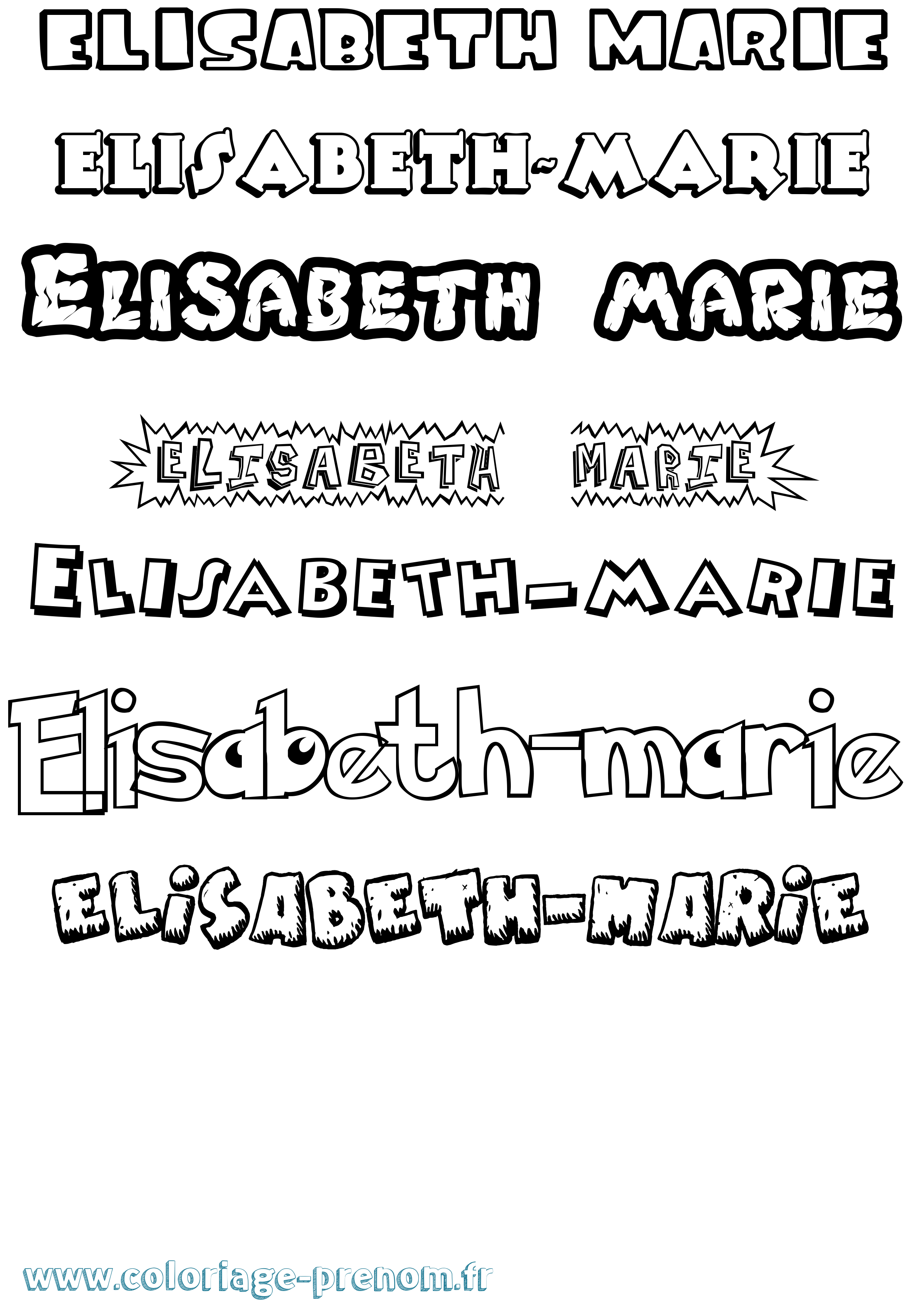 Coloriage Elisabeth-Marie Dessin Animé Coloriage prénom Elisabeth-Marie Dessin Animé