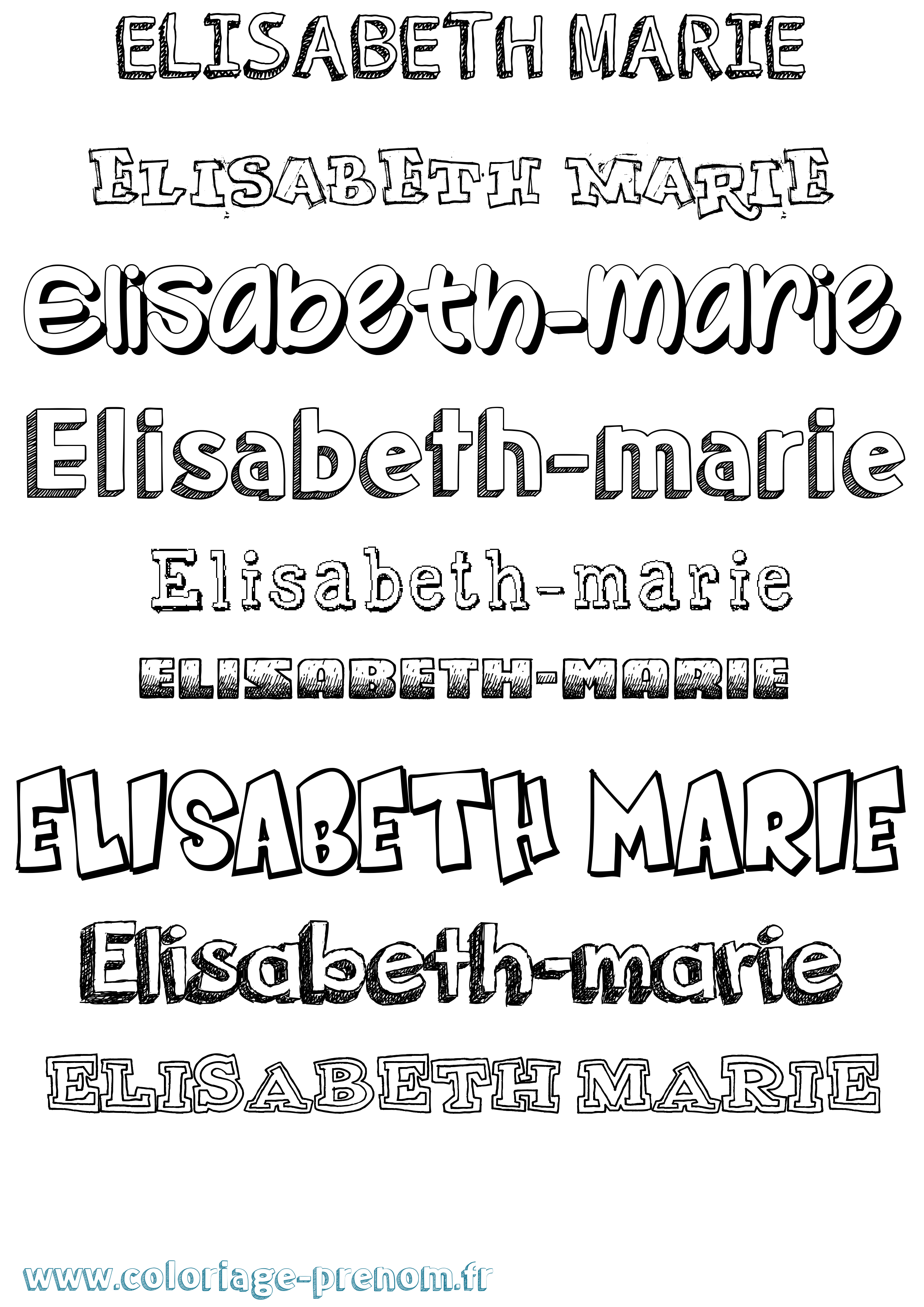 Coloriage Elisabeth-Marie Dessiné Coloriage prénom Elisabeth-Marie Dessiné