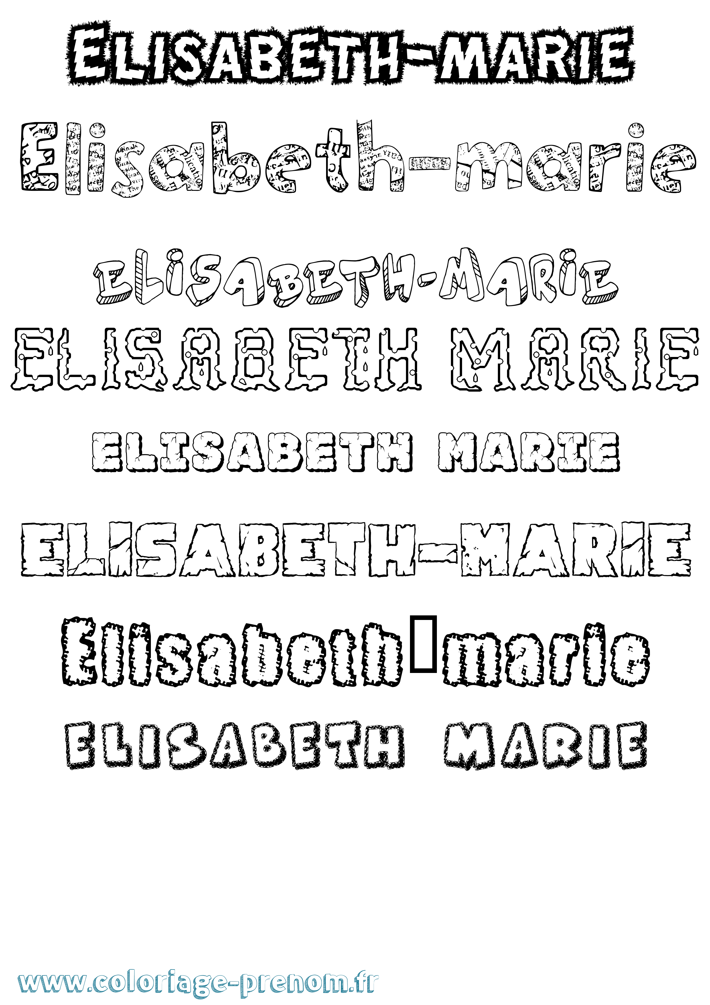 Coloriage Elisabeth-Marie Destructuré Coloriage prénom Elisabeth-Marie Destructuré