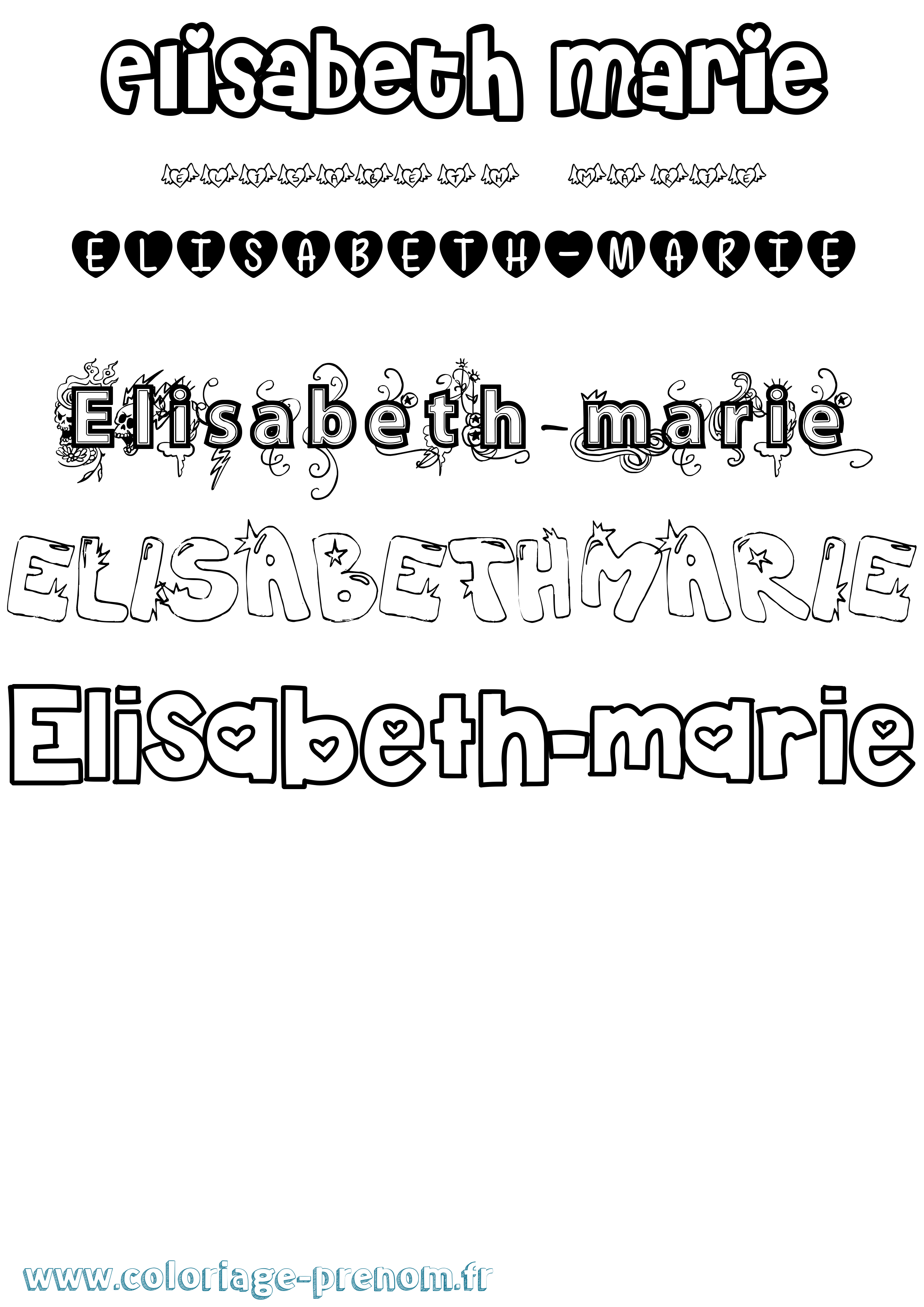 Coloriage Elisabeth-Marie Girly Coloriage prénom Elisabeth-Marie Girly