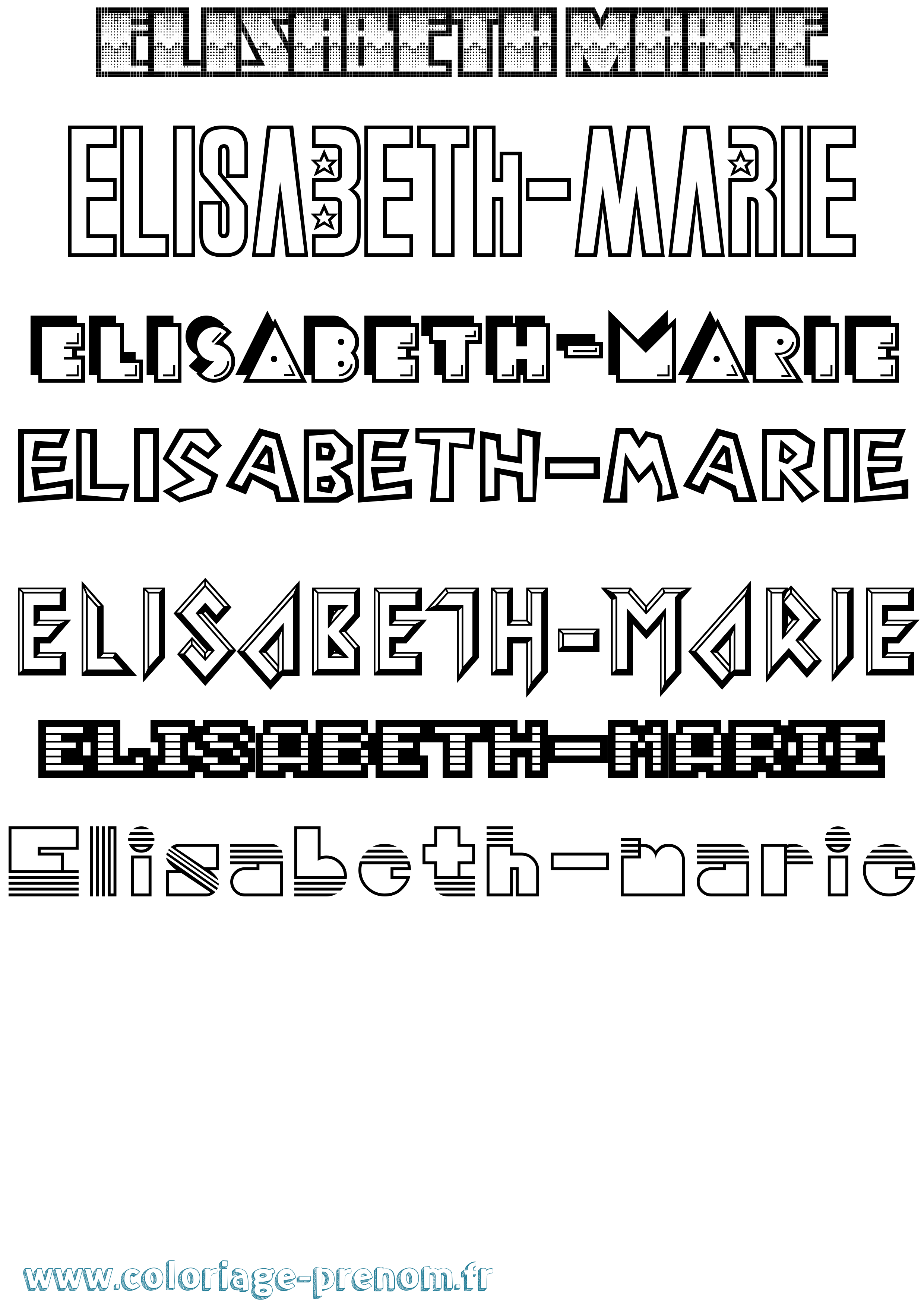 Coloriage Elisabeth-Marie Jeux Vidéos Coloriage prénom Elisabeth-Marie Jeux Vidéos