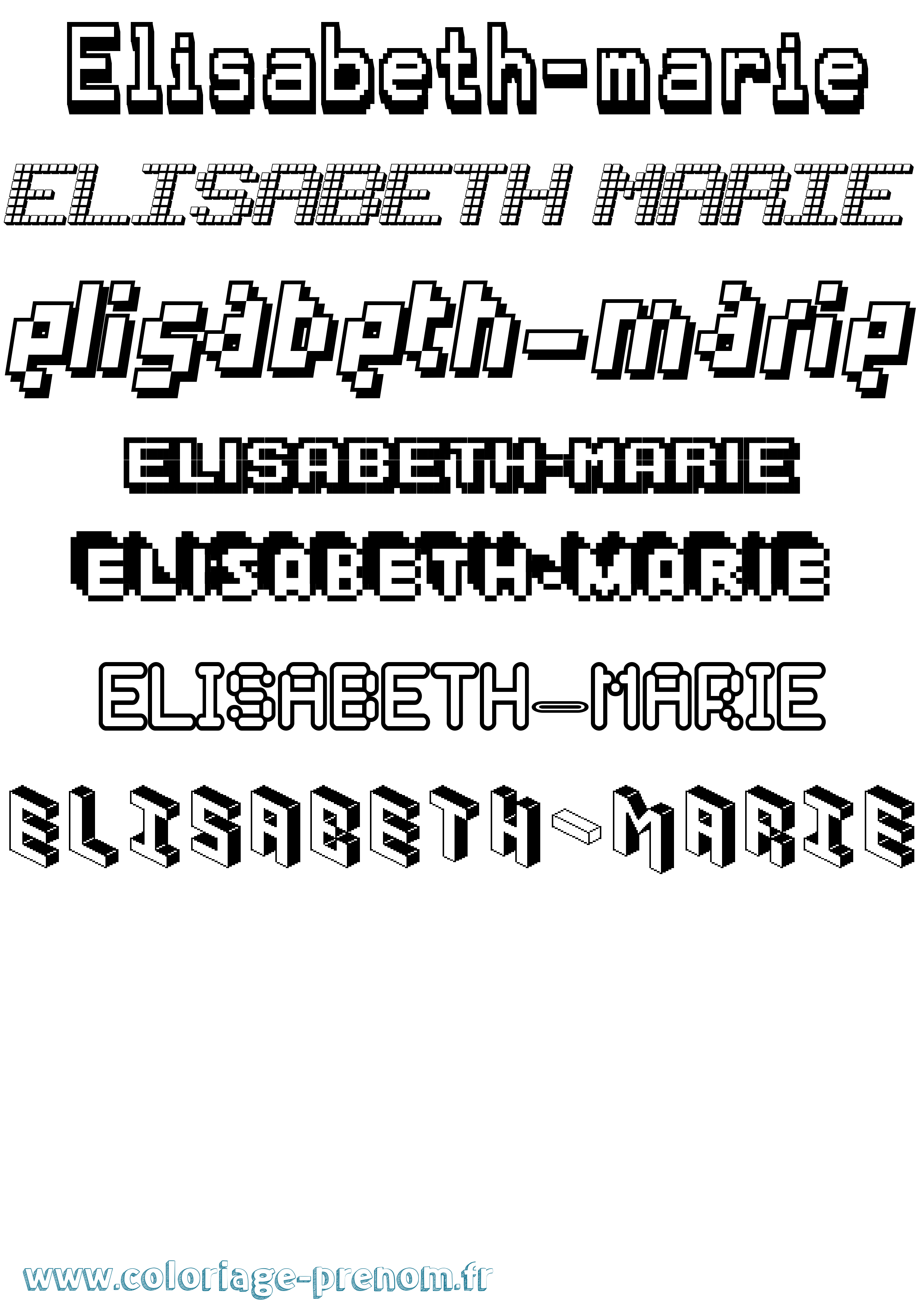 Coloriage Elisabeth-Marie Pixel Coloriage prénom Elisabeth-Marie Pixel