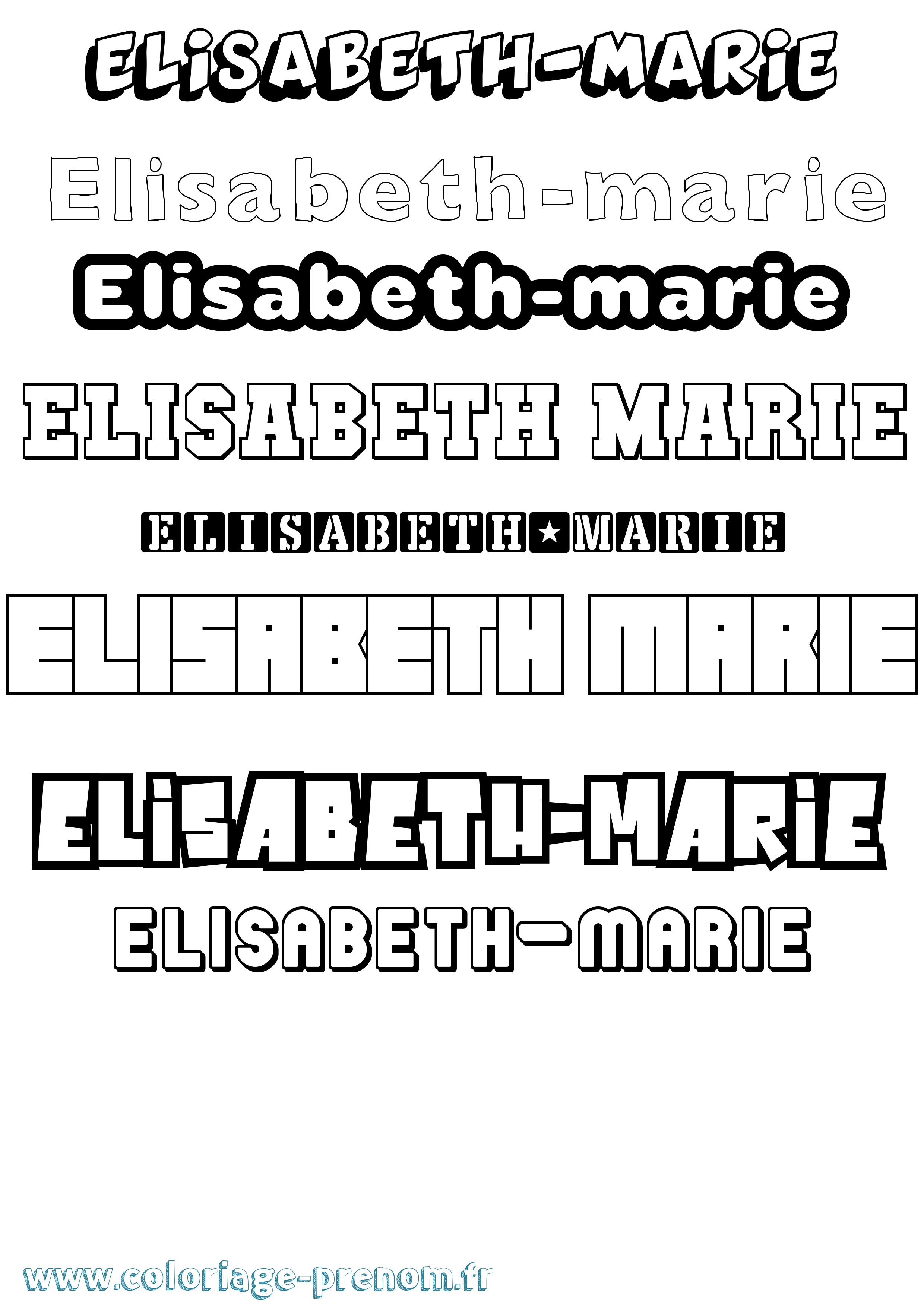 Coloriage Elisabeth-Marie Simple Coloriage prénom Elisabeth-Marie Simple