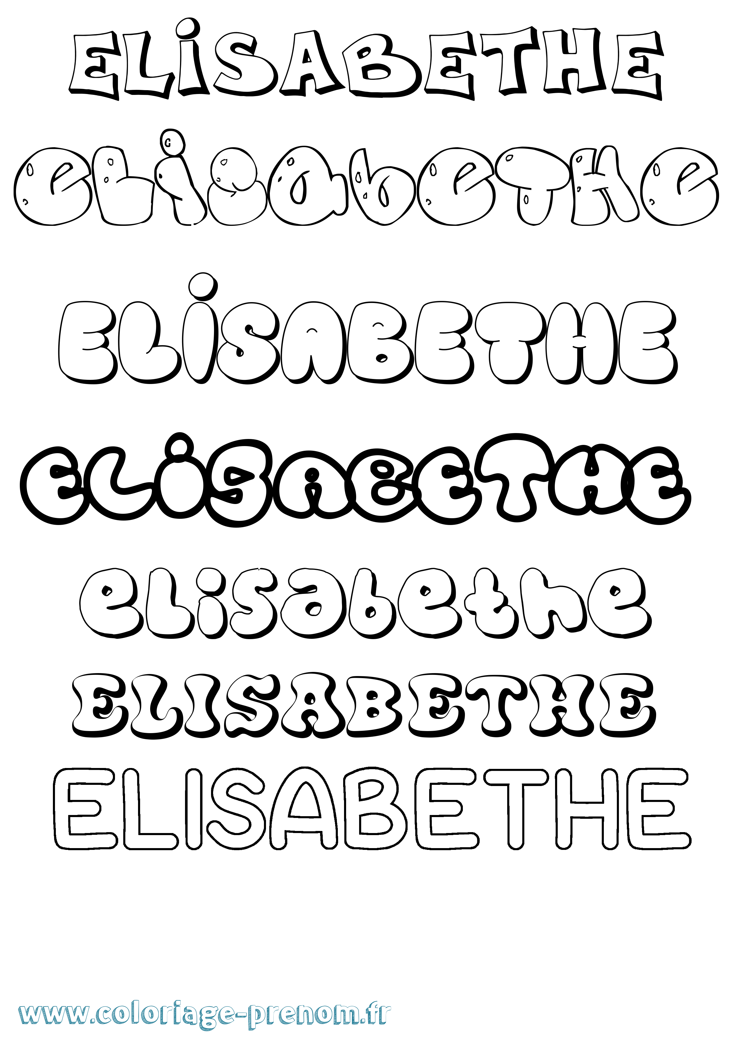 Coloriage Elisabethe Bubble Coloriage prénom Elisabethe Bubble