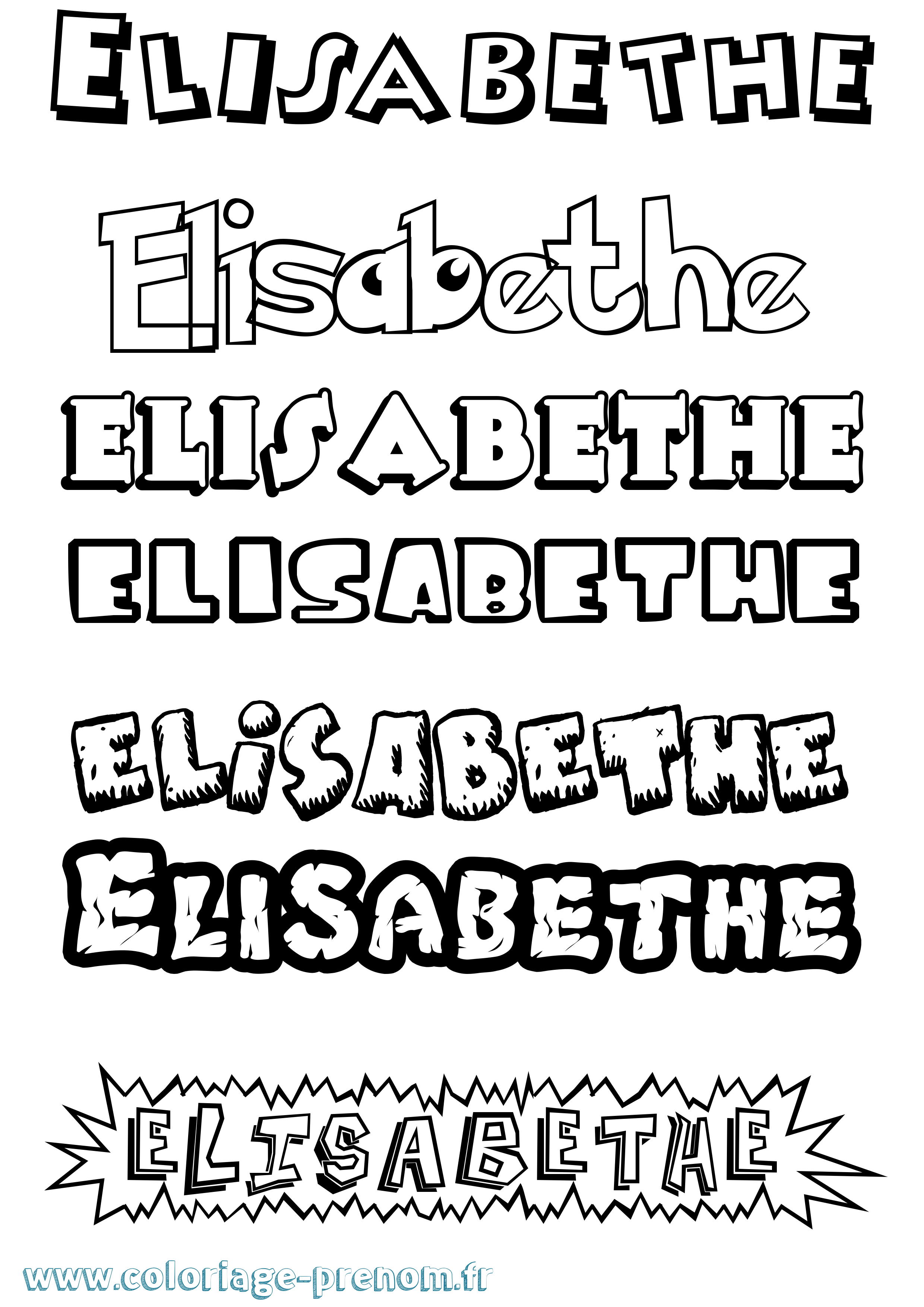 Coloriage Elisabethe Dessin Animé Coloriage prénom Elisabethe Dessin Animé