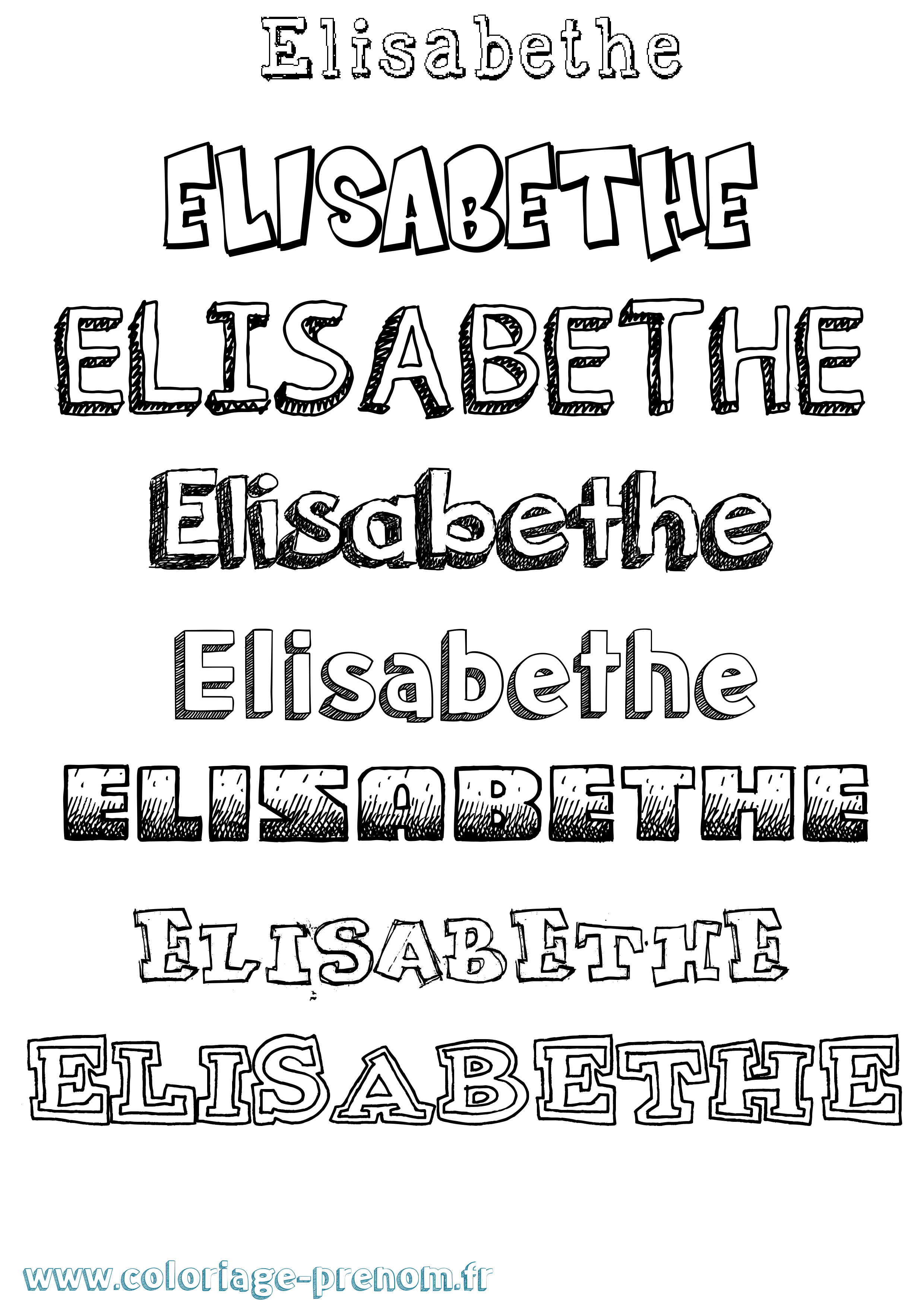 Coloriage Elisabethe Dessiné Coloriage prénom Elisabethe Dessiné