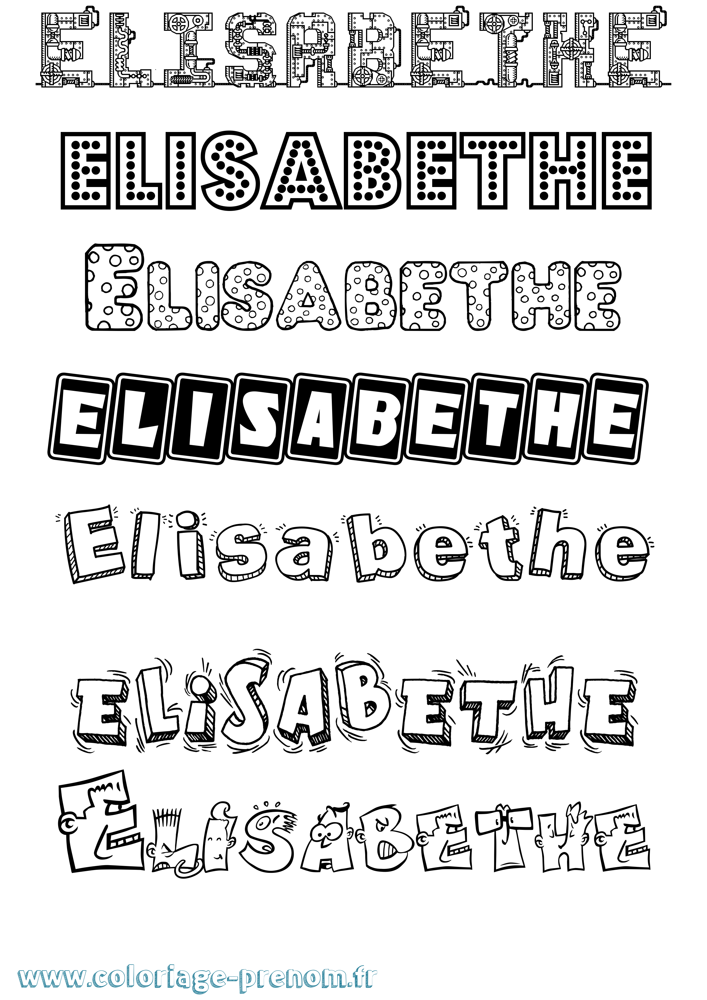 Coloriage Elisabethe Fun Coloriage prénom Elisabethe Fun