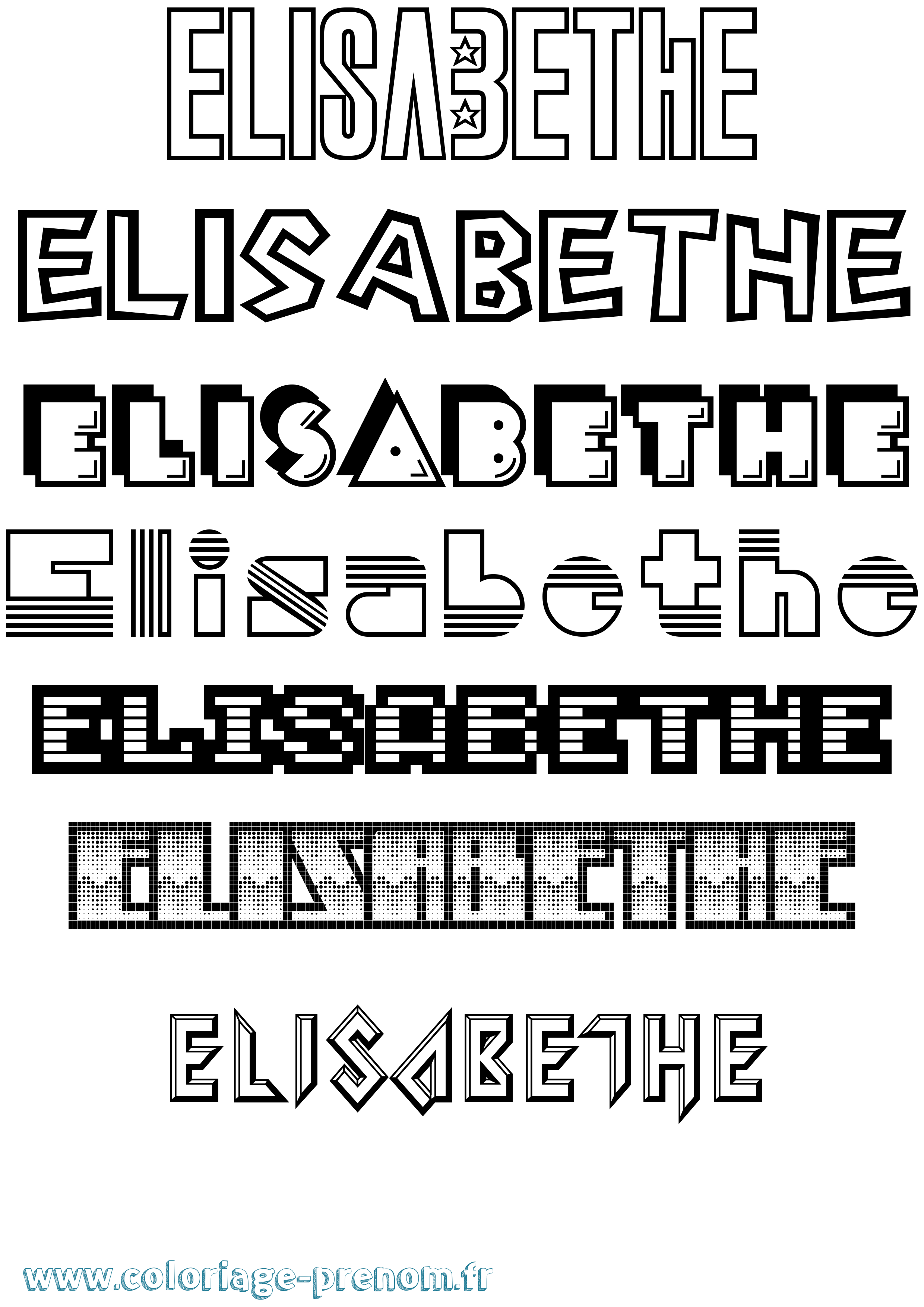 Coloriage Elisabethe Jeux Vidéos Coloriage prénom Elisabethe Jeux Vidéos