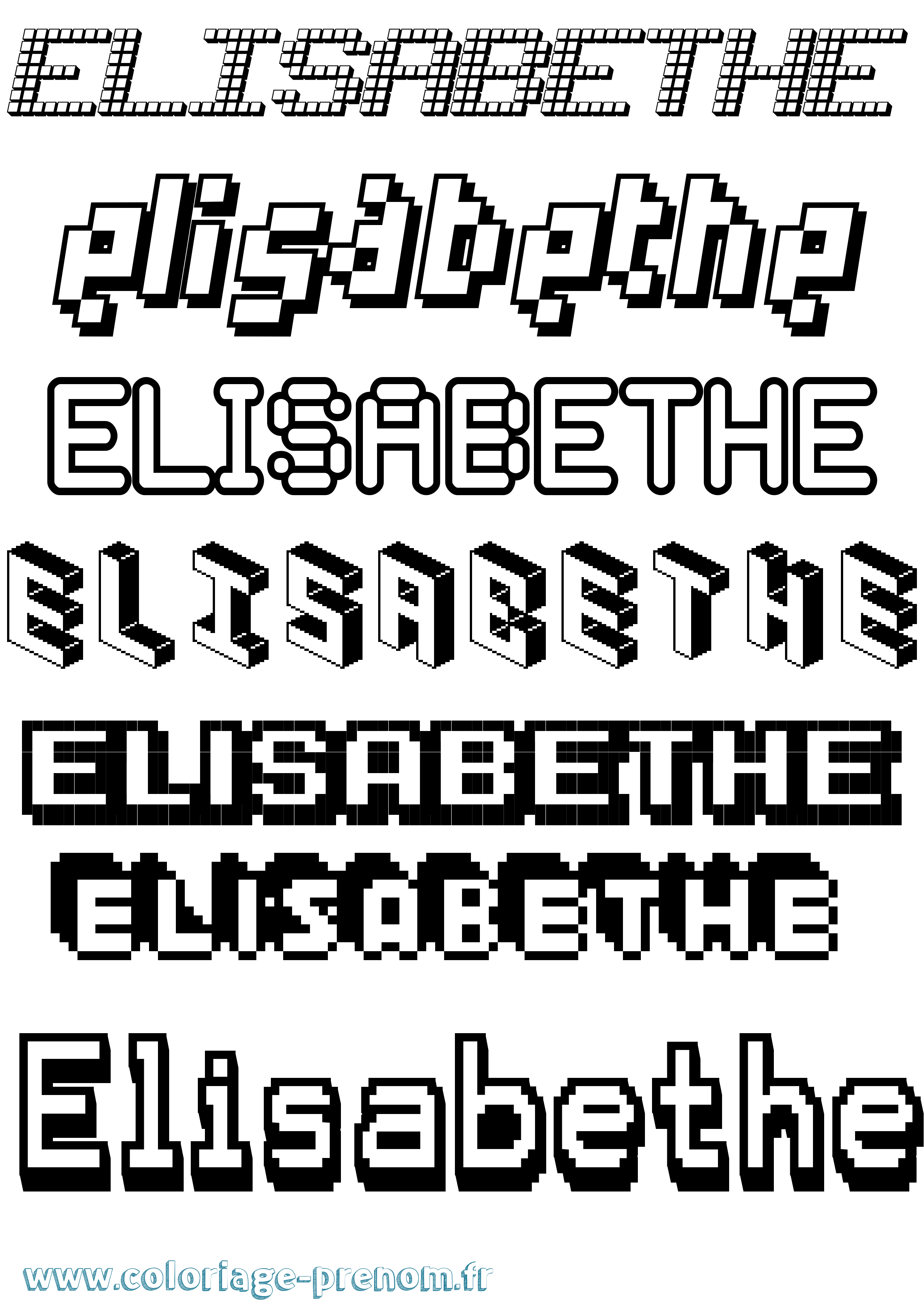 Coloriage Elisabethe Pixel Coloriage prénom Elisabethe Pixel